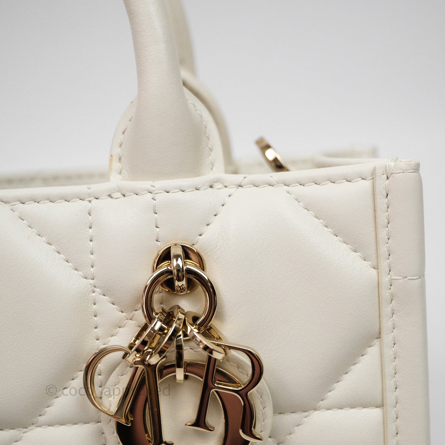 Christian Dior Mini Dior Book Tote Latte Macrocannage Calfskin Gold Hardware