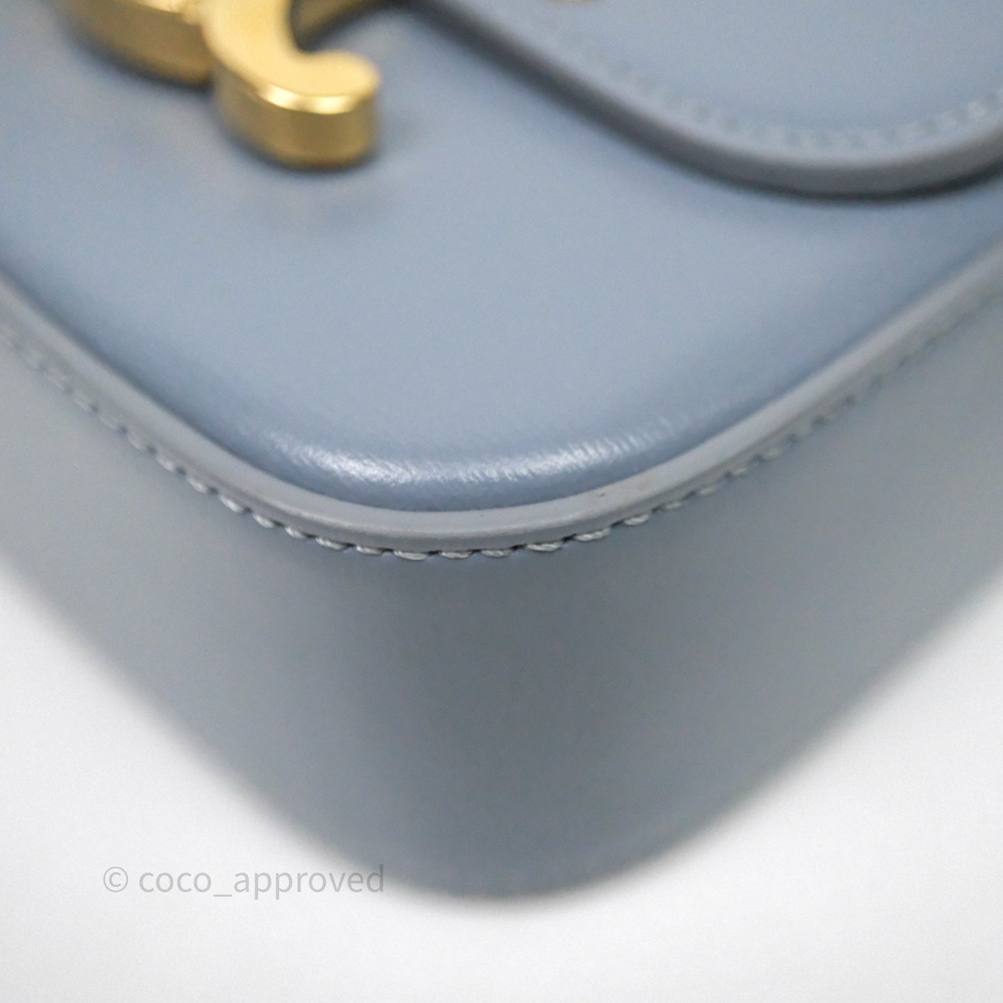 Celine Mini Triomphe Shiny Calfskin Blue Grey