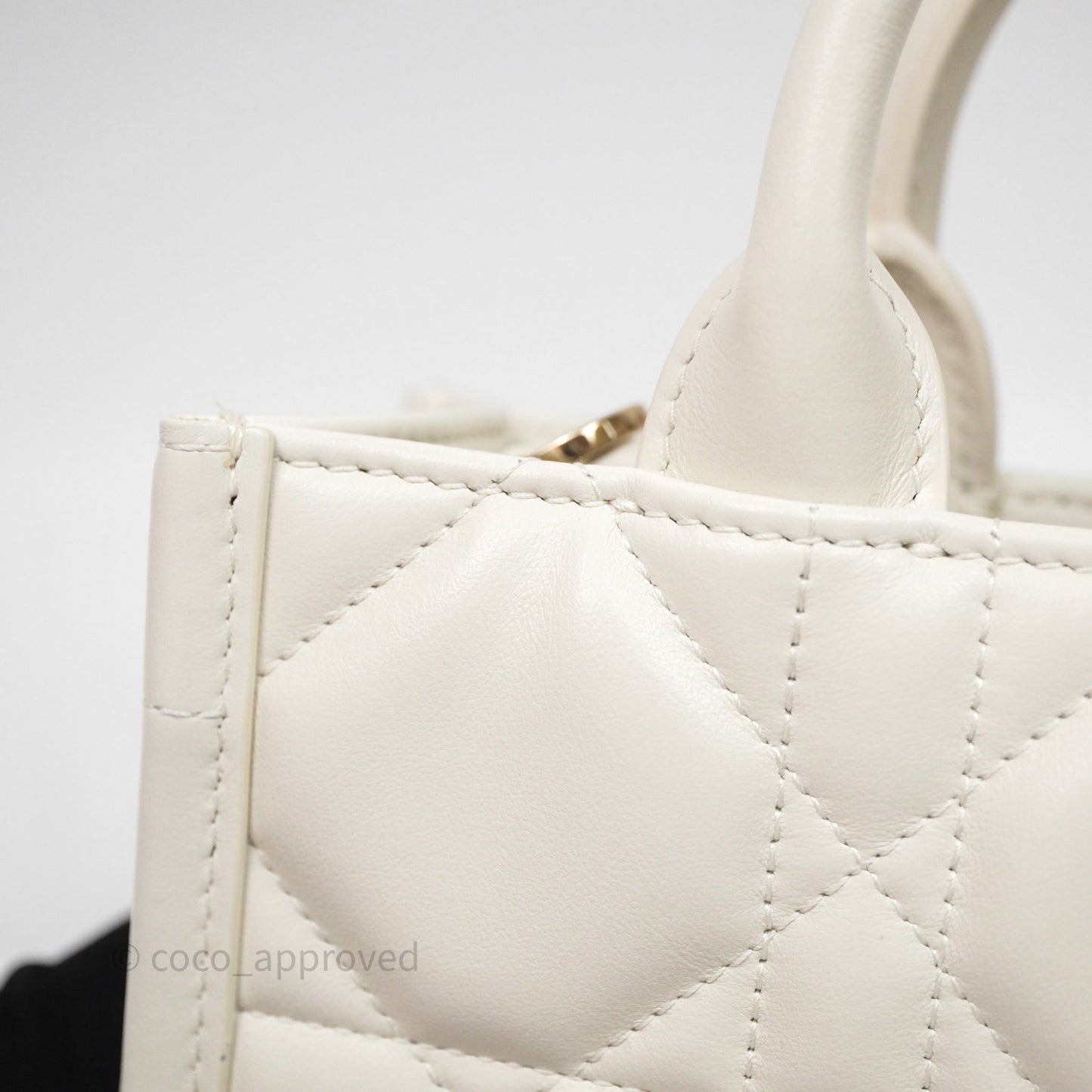 Christian Dior Mini Dior Book Tote Latte Macrocannage Calfskin Gold Hardware
