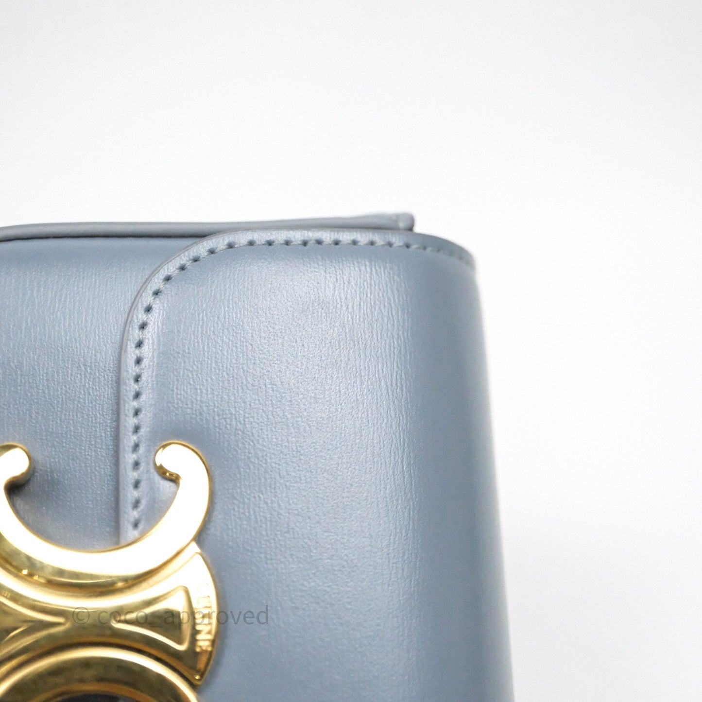 Celine Mini Triomphe Shiny Calfskin Blue Grey
