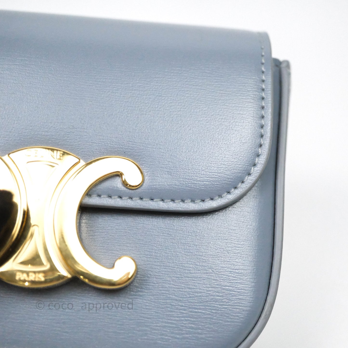 Celine Mini Triomphe Shiny Calfskin Blue Grey