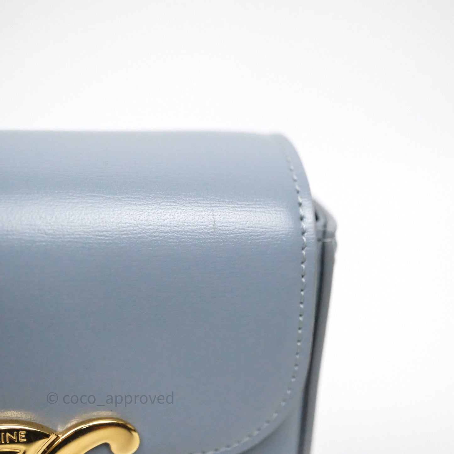 Celine Mini Triomphe Shiny Calfskin Blue Grey