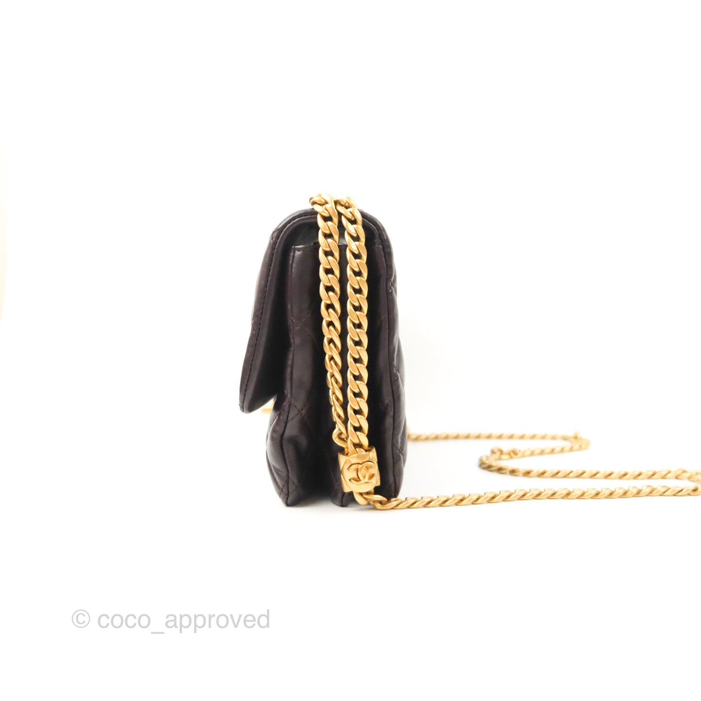 Chanel Flap Bag with Adjustable Strap Dark Brown Lambskin Aged Gold Hardware 22K