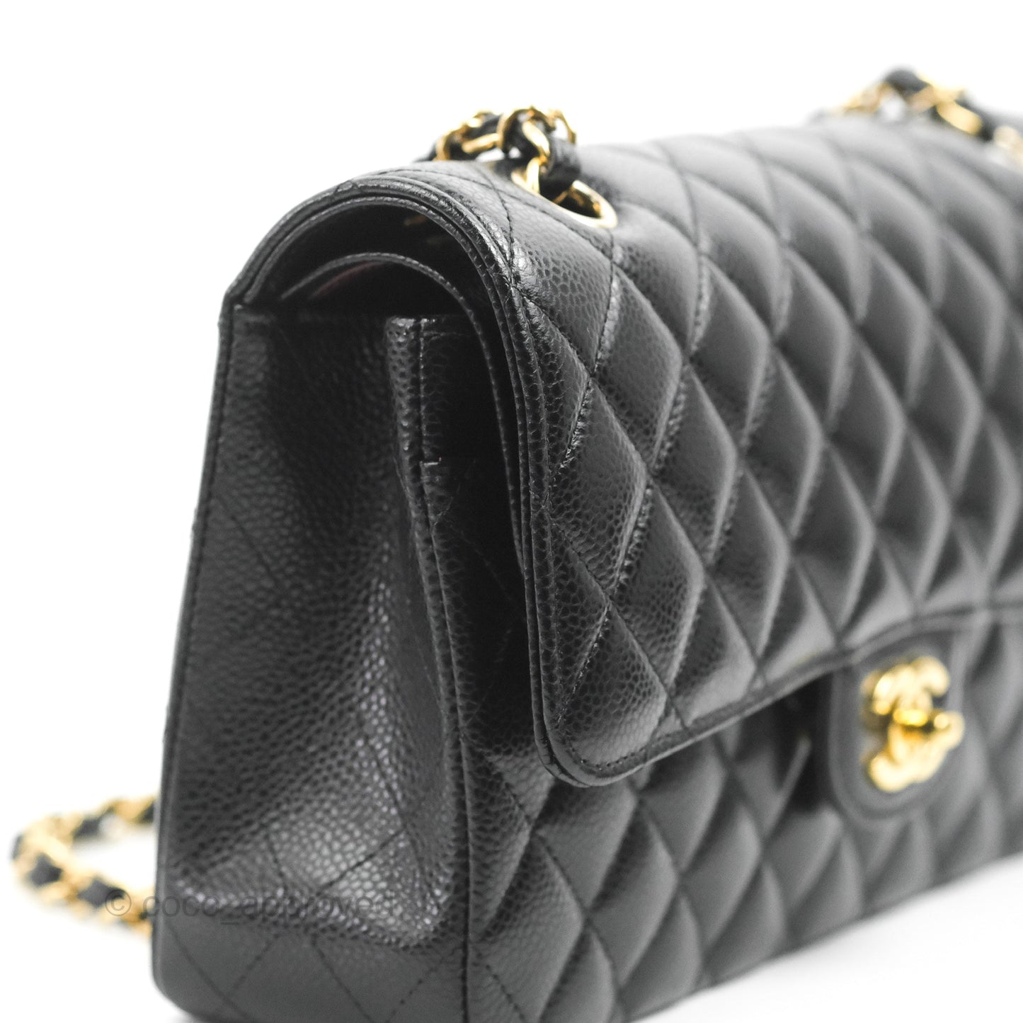 Chanel Classic M/L Medium Flap Quilted Black Caviar Gold Hardware