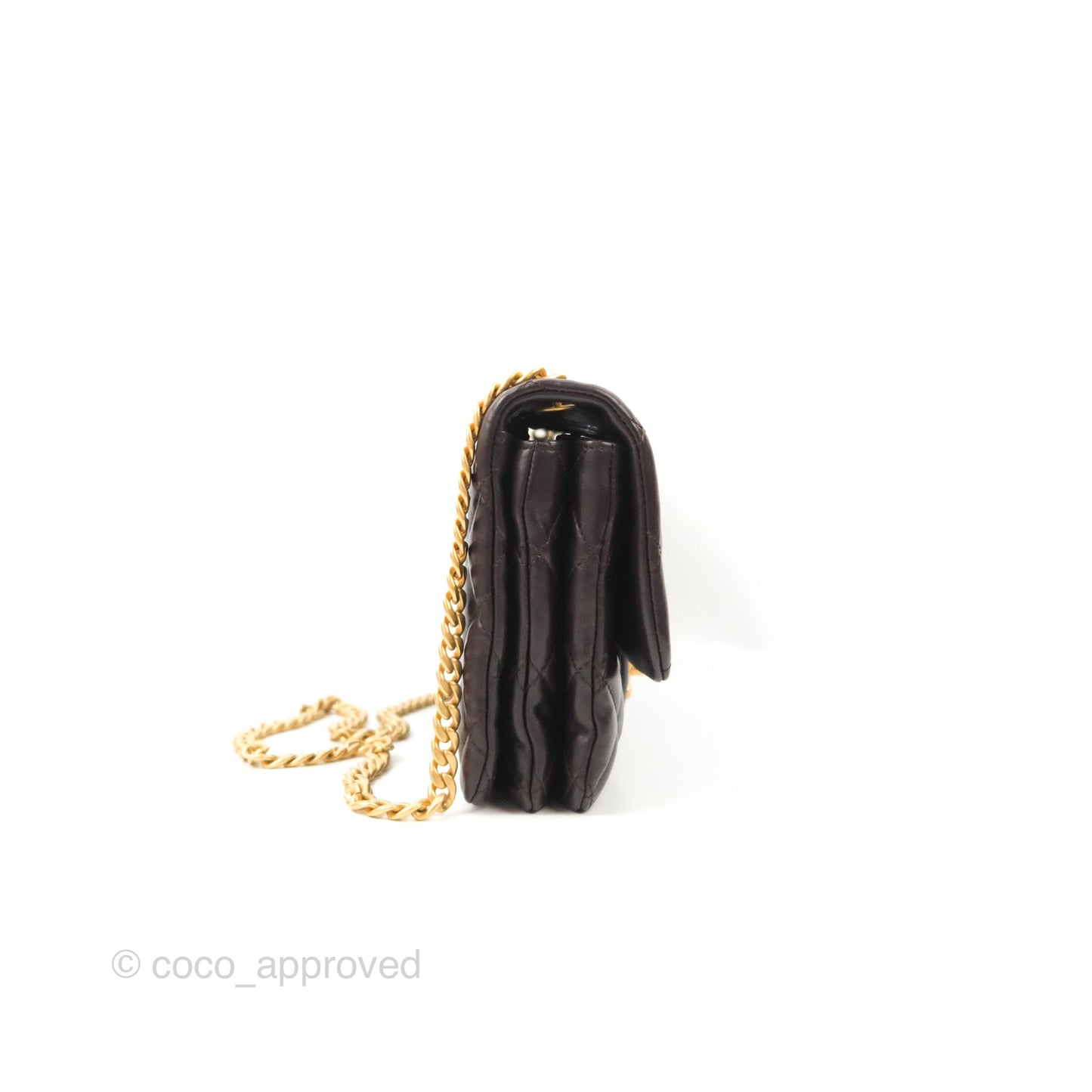 Chanel Flap Bag with Adjustable Strap Dark Brown Lambskin Aged Gold Hardware 22K