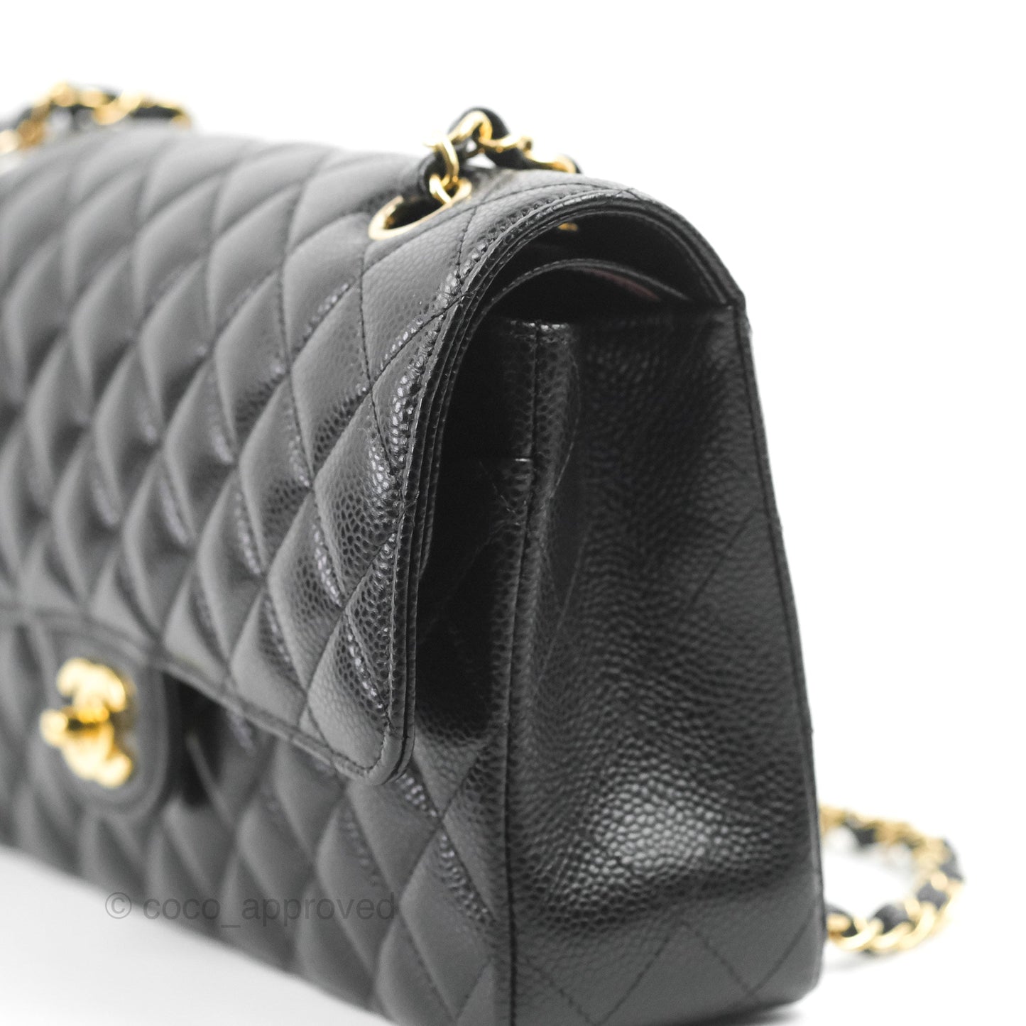 Chanel Classic M/L Medium Flap Quilted Black Caviar Gold Hardware