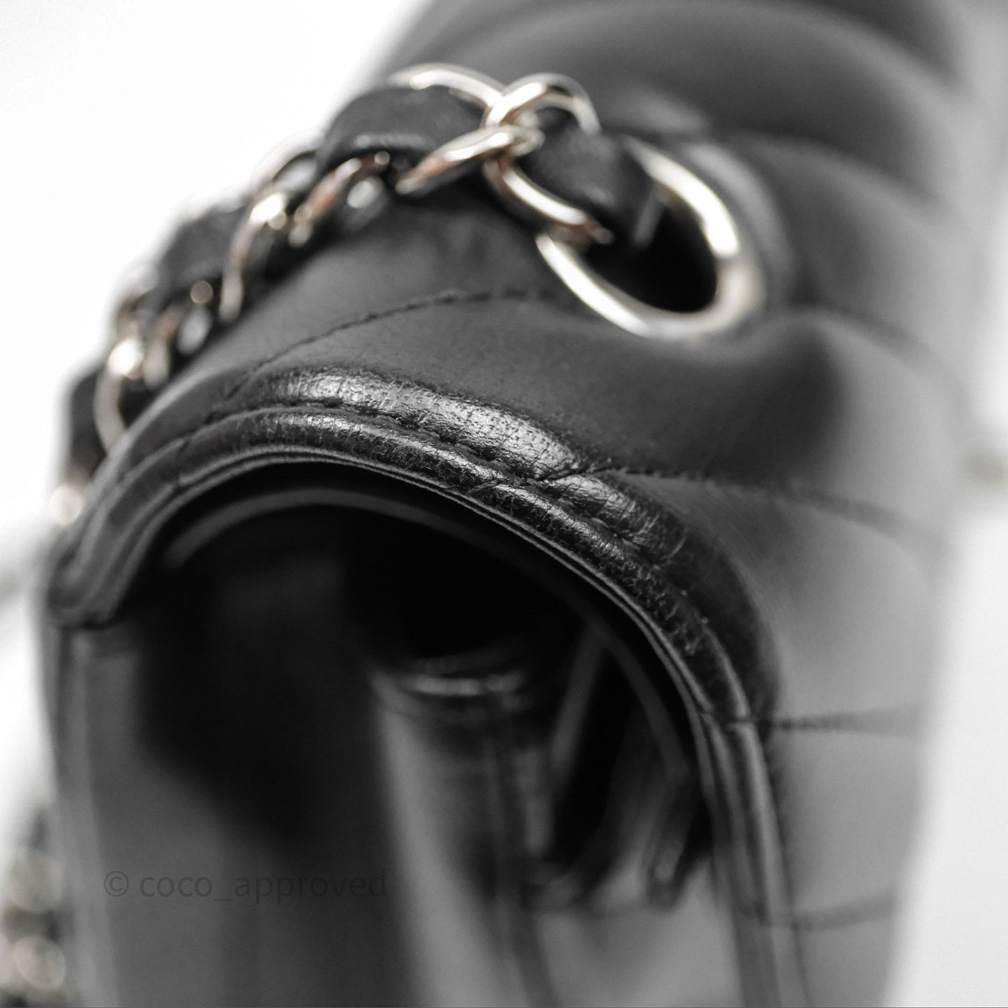 Chanel Small Flap Chevron Black lambskin Silver Hardware