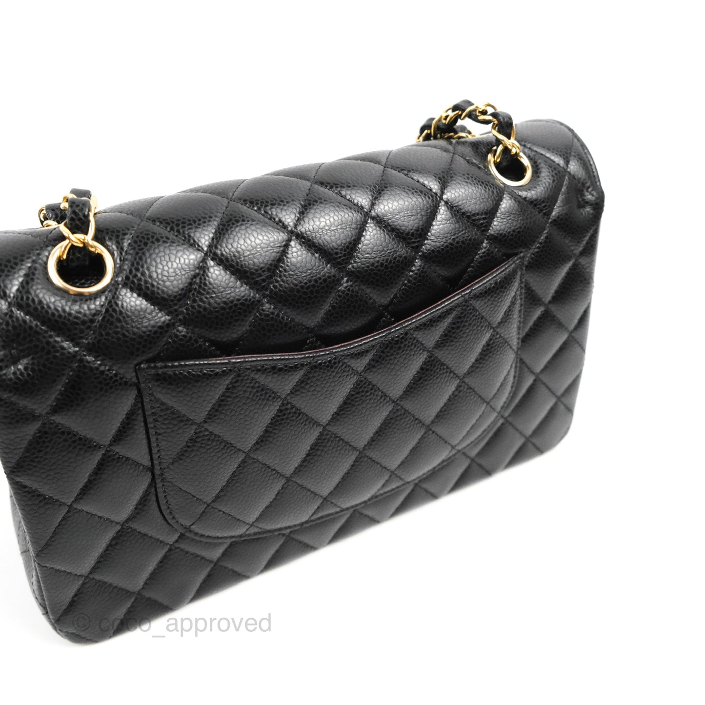 Chanel Classic M/L Medium Flap Quilted Black Caviar Gold Hardware