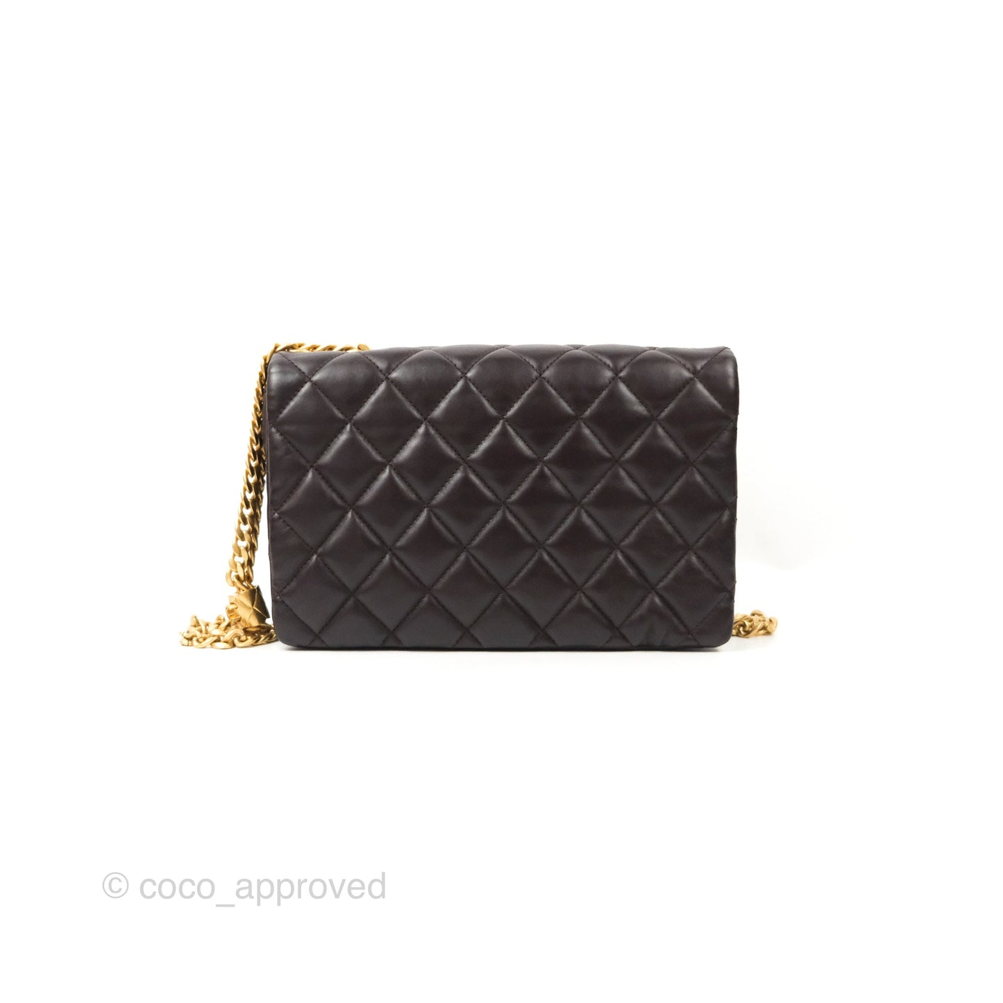 Chanel Flap Bag with Adjustable Strap Dark Brown Lambskin Aged Gold Hardware 22K