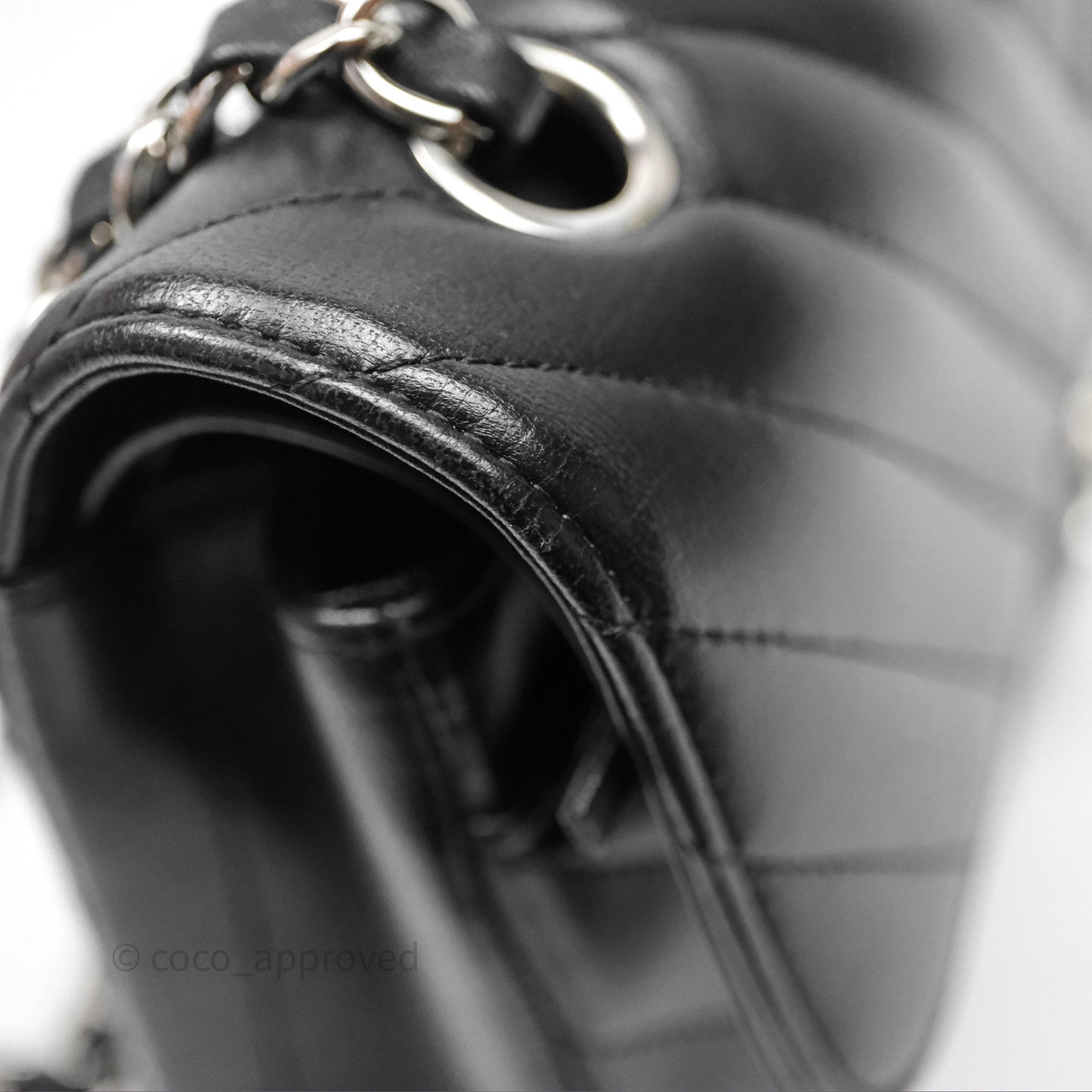 Chanel Small Flap Chevron Black lambskin Silver Hardware