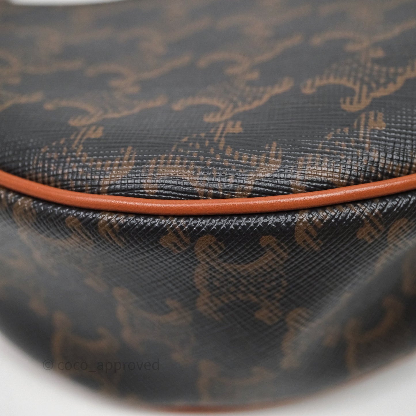 Celine Ava Bag In Triomphe Canvas Calfskin Tan