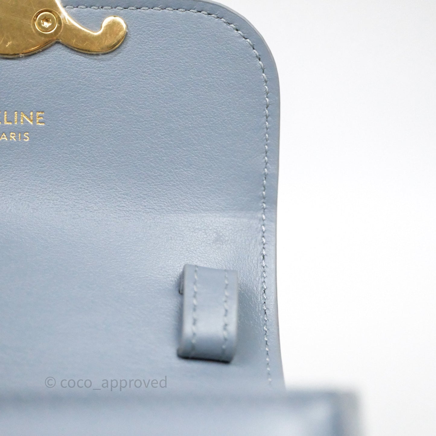 Celine Mini Triomphe Shiny Calfskin Blue Grey