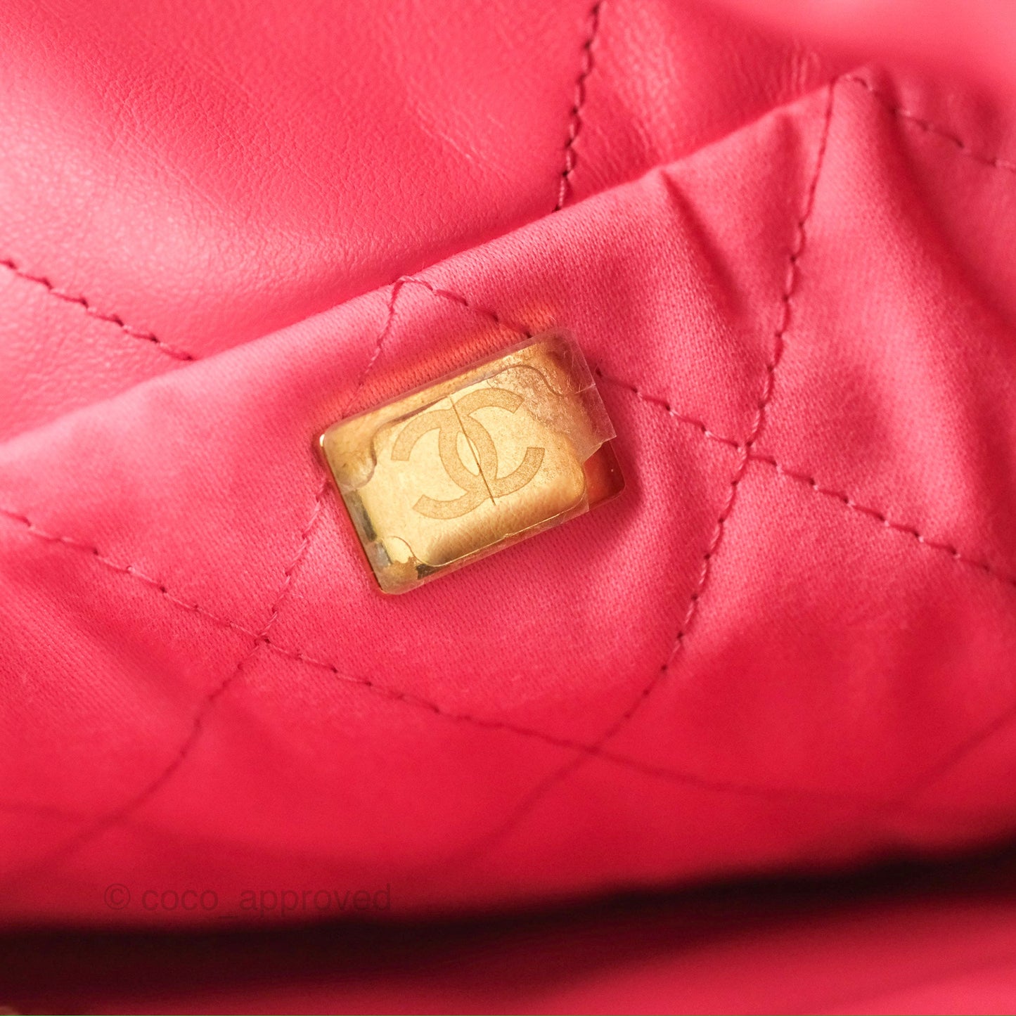 Chanel 22 Small Pink Shiny Calfskin Aged Gold Hardware