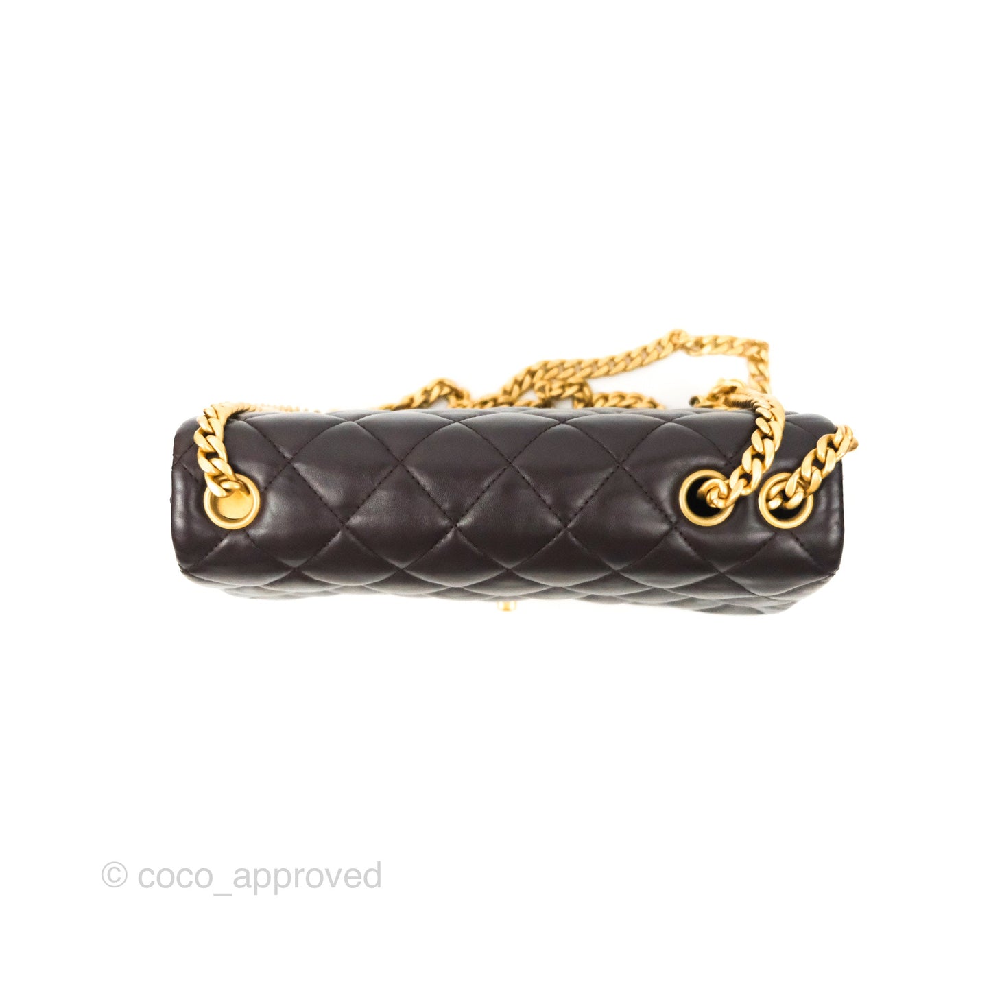 Chanel Flap Bag with Adjustable Strap Dark Brown Lambskin Aged Gold Hardware 22K