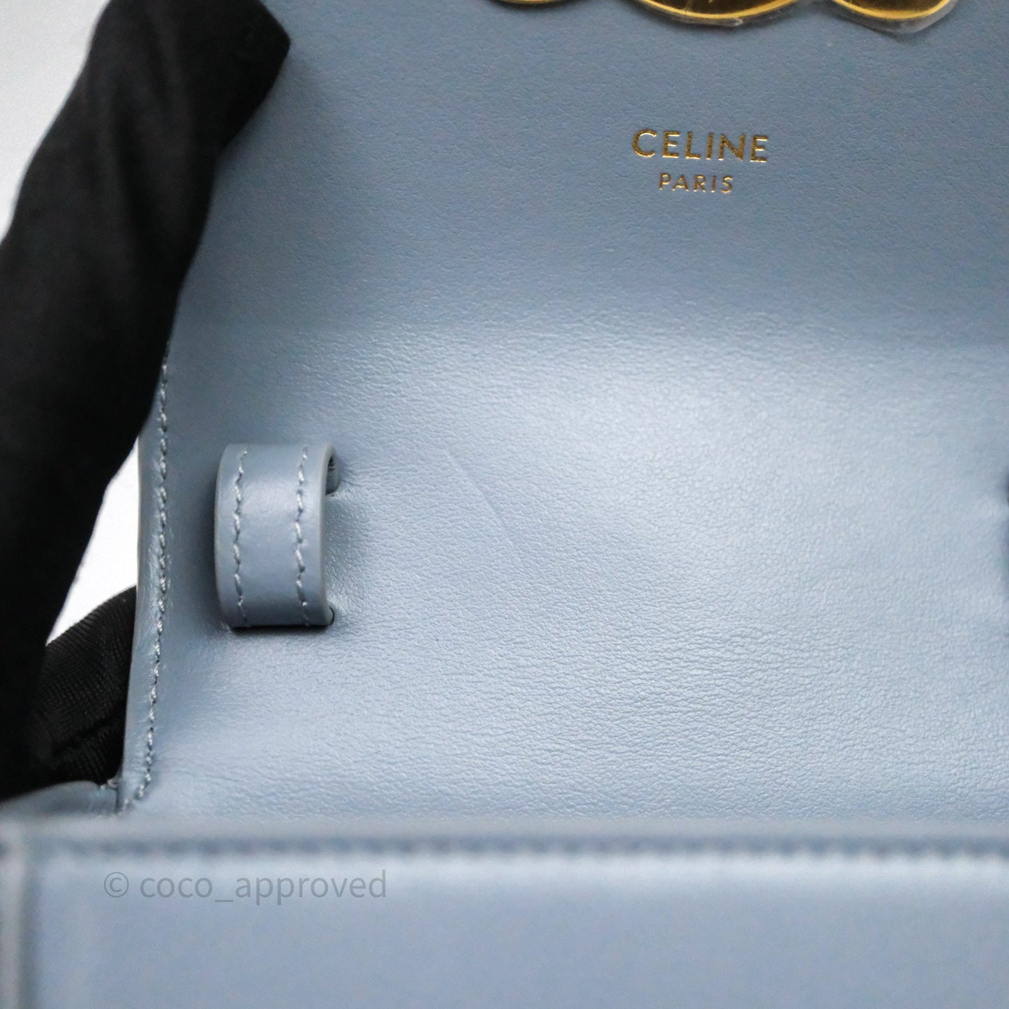 Celine Mini Triomphe Shiny Calfskin Blue Grey
