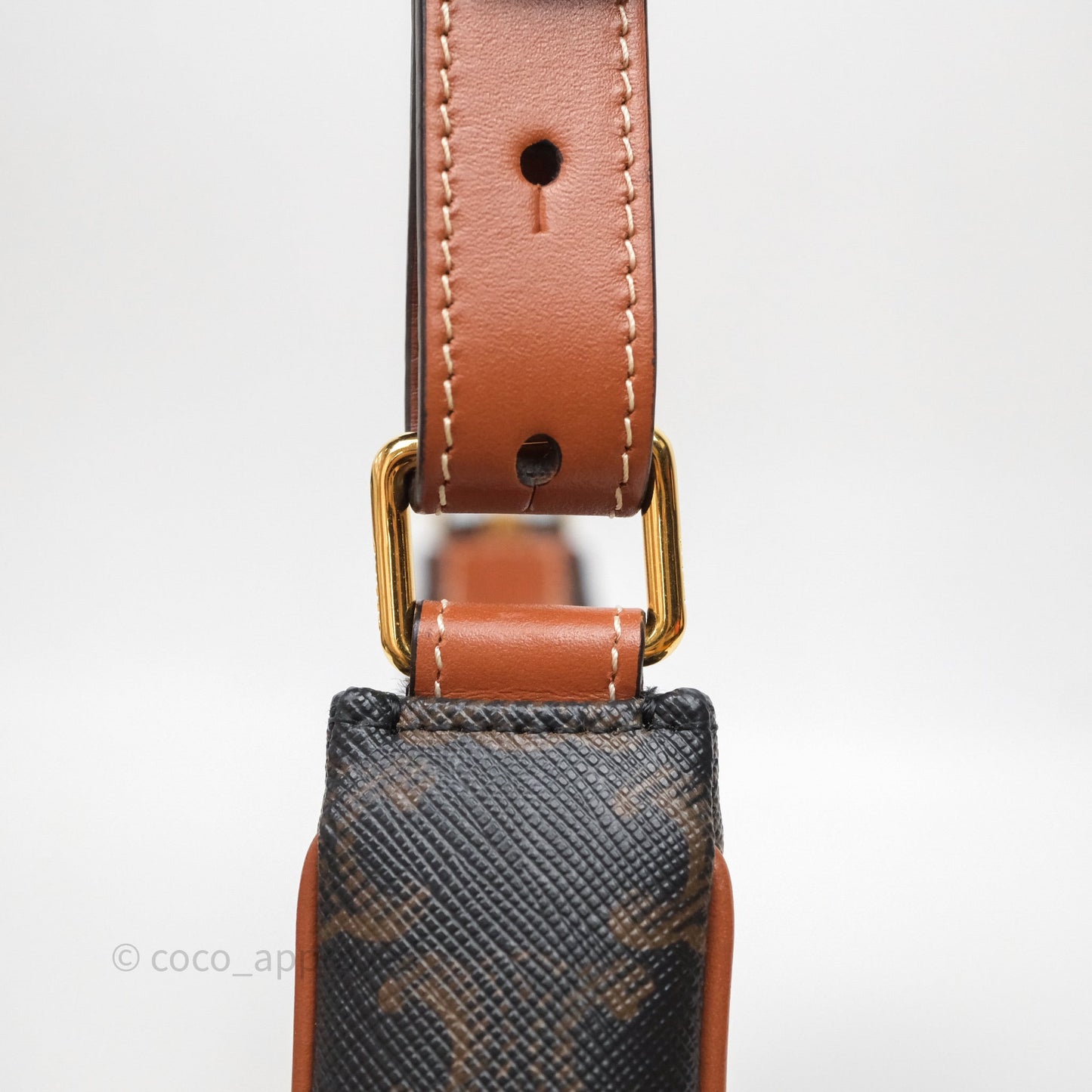Celine Ava Bag In Triomphe Canvas Calfskin Tan