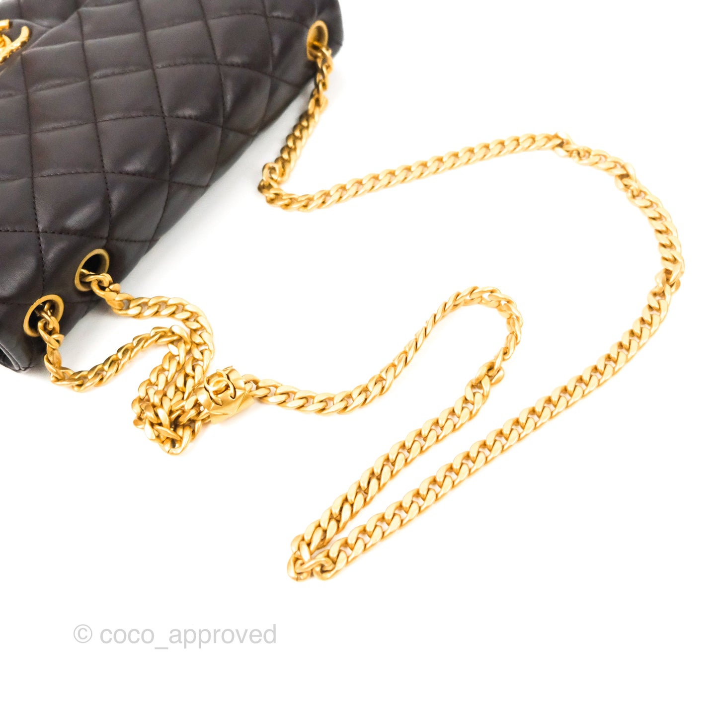 Chanel Flap Bag with Adjustable Strap Dark Brown Lambskin Aged Gold Hardware 22K