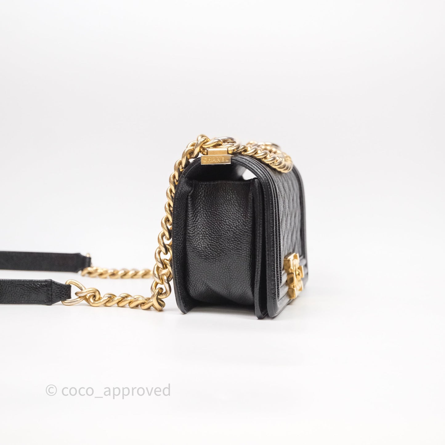 Chanel Small Boy Black Caviar Gold Hardware