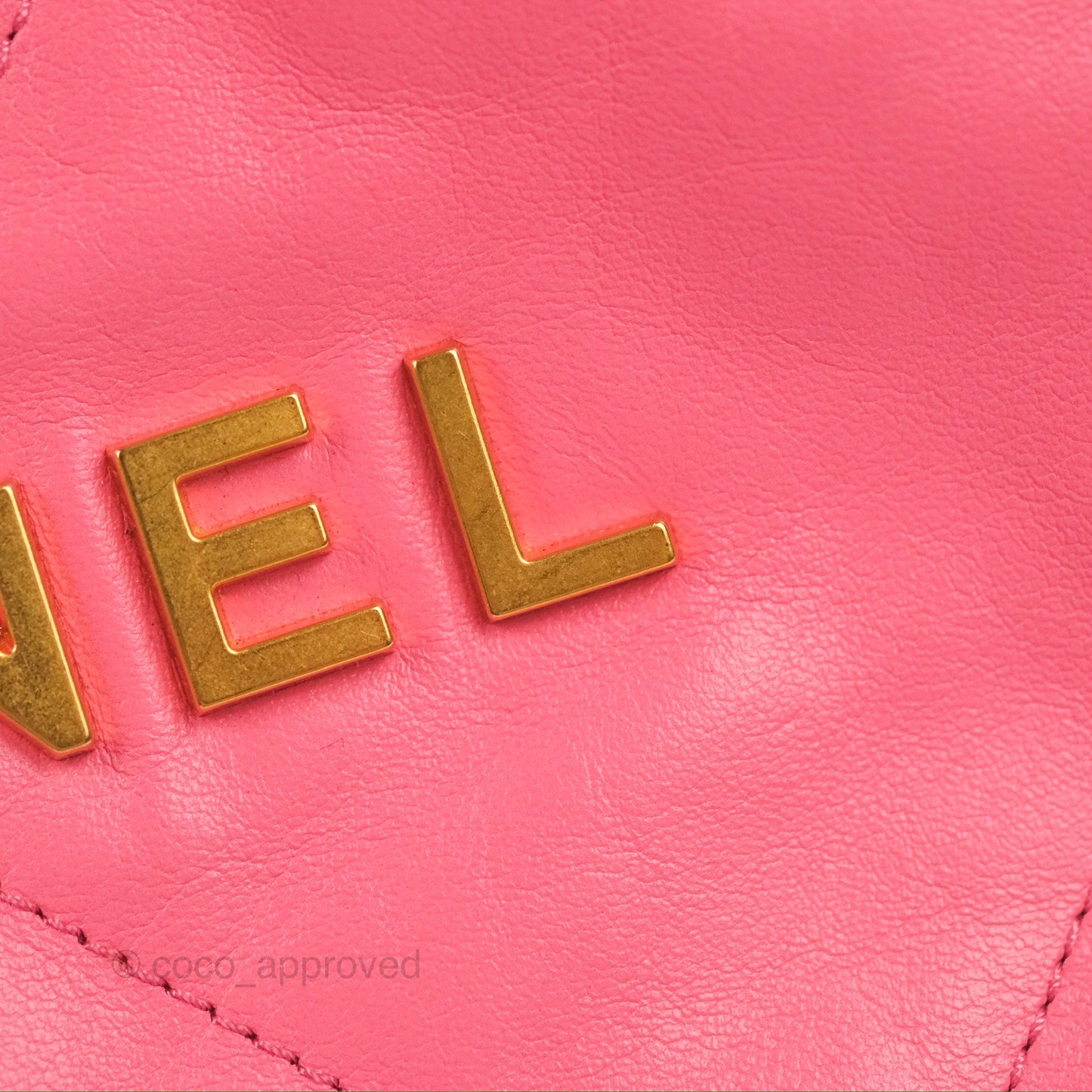 Chanel 22 Small Pink Shiny Calfskin Aged Gold Hardware