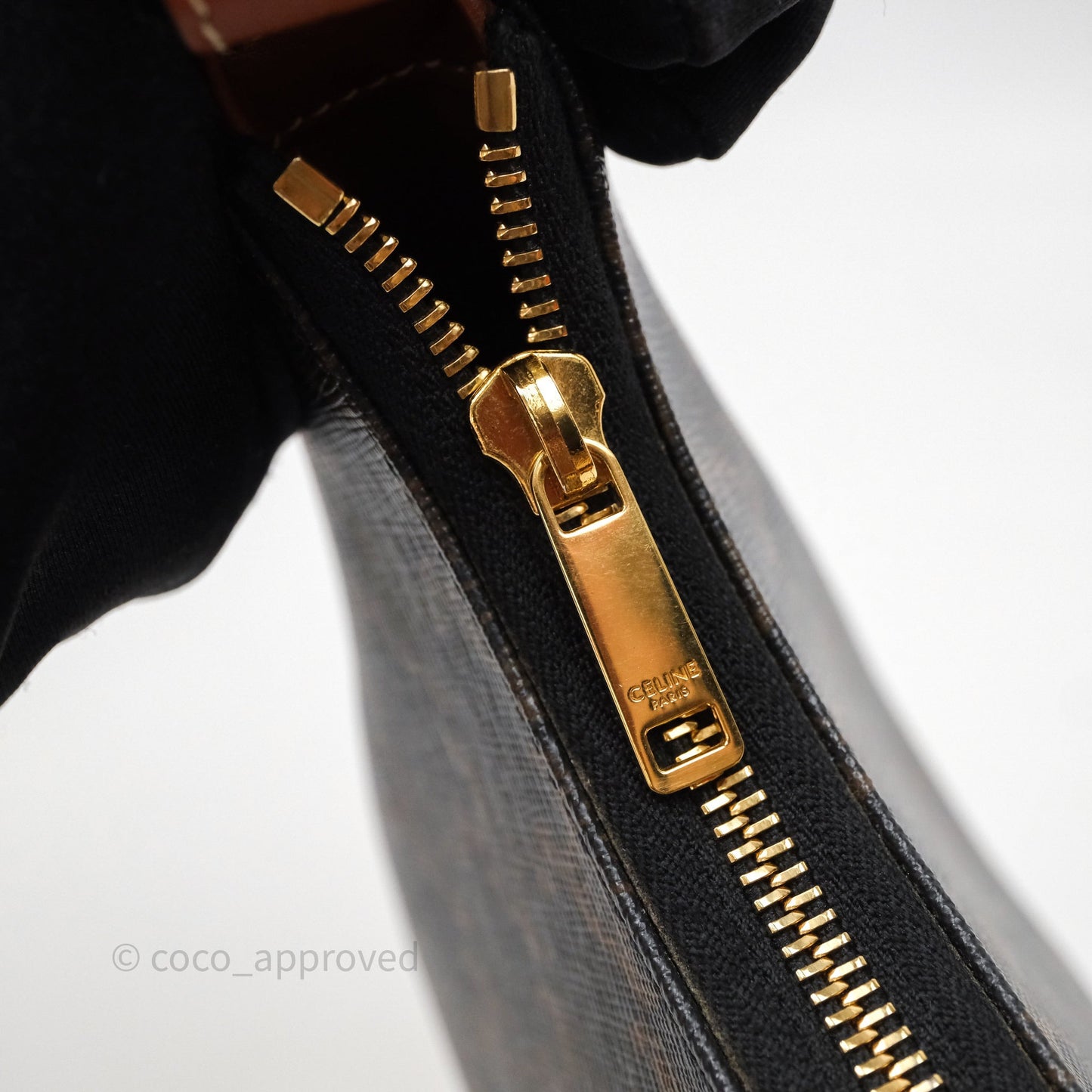Celine Ava Bag In Triomphe Canvas Calfskin Tan