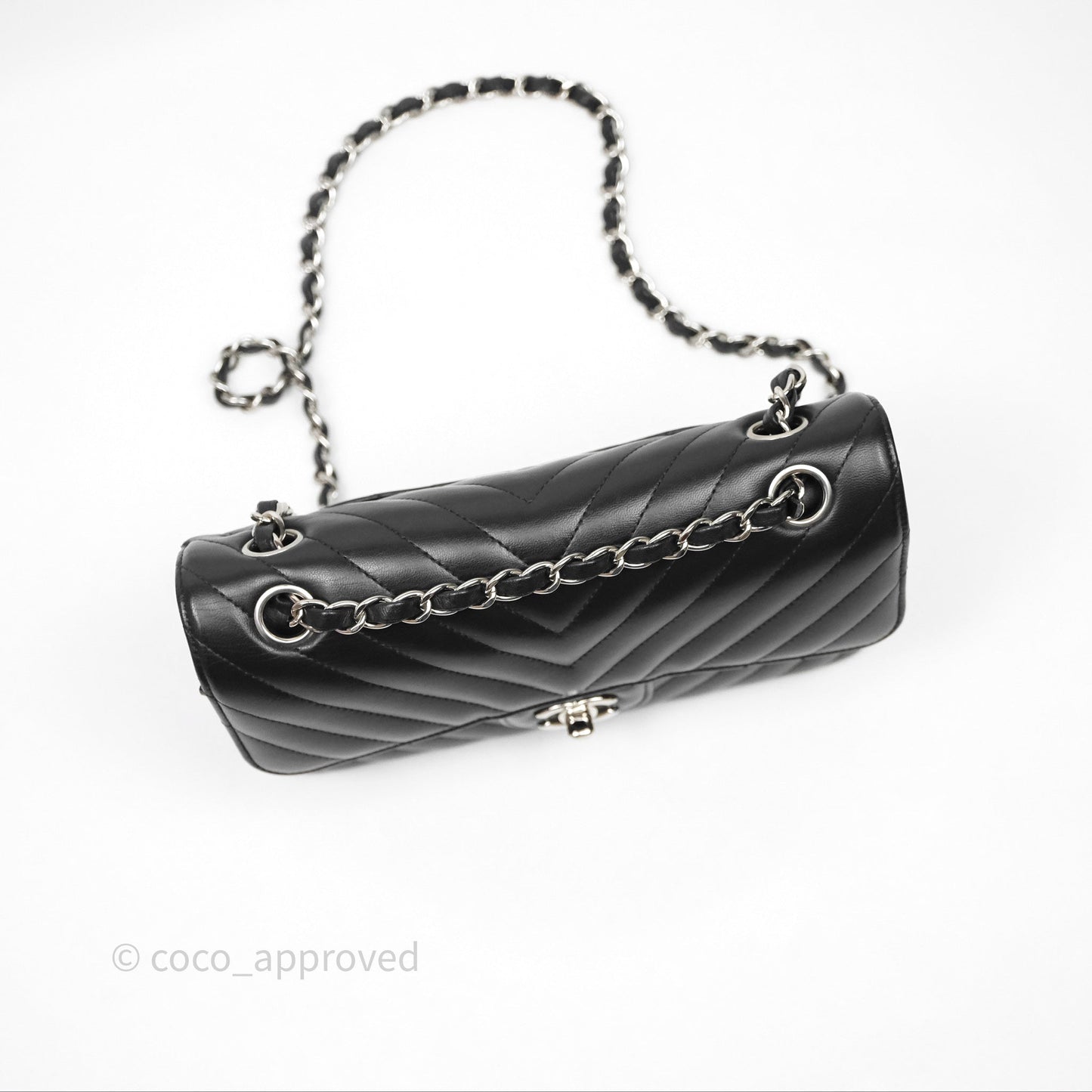 Chanel Small Flap Chevron Black lambskin Silver Hardware