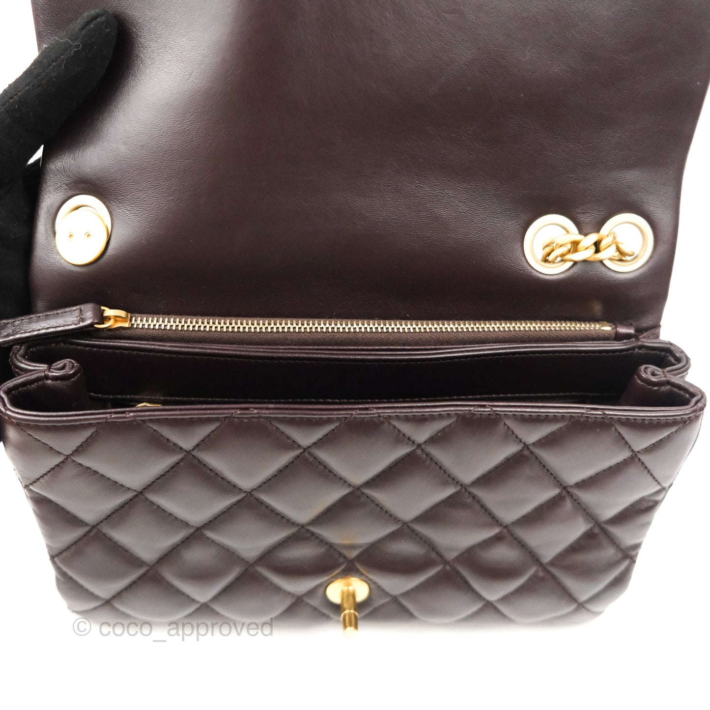 Chanel Flap Bag with Adjustable Strap Dark Brown Lambskin Aged Gold Hardware 22K