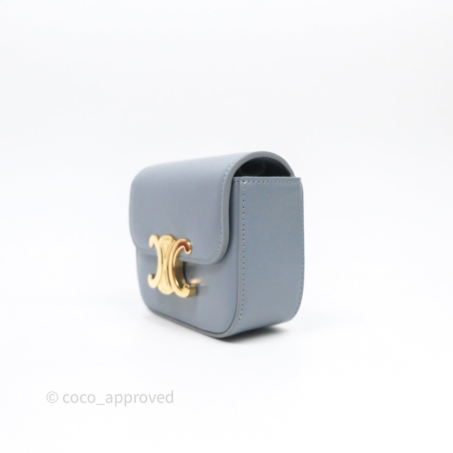 Celine Mini Triomphe Shiny Calfskin Blue Grey