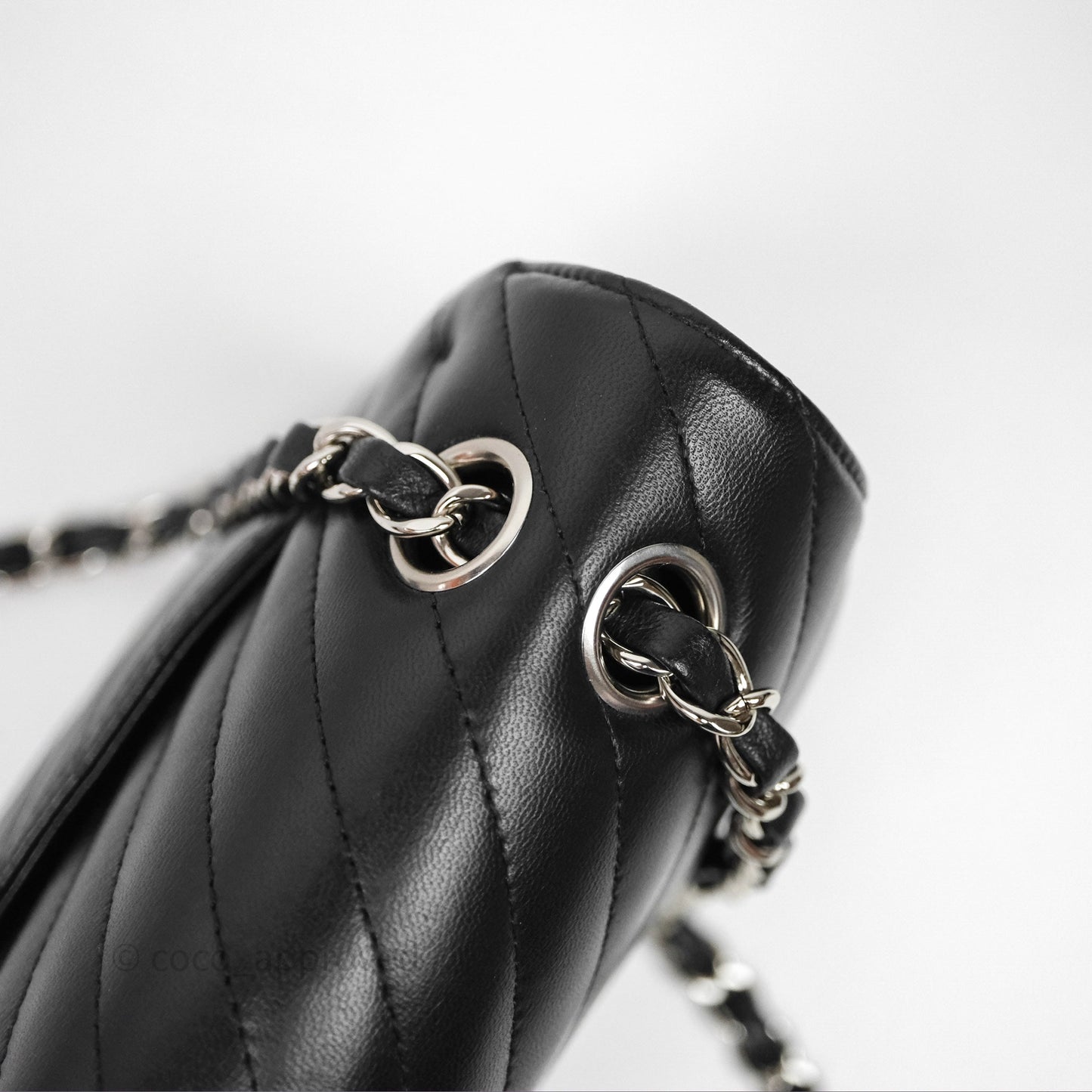 Chanel Small Flap Chevron Black lambskin Silver Hardware