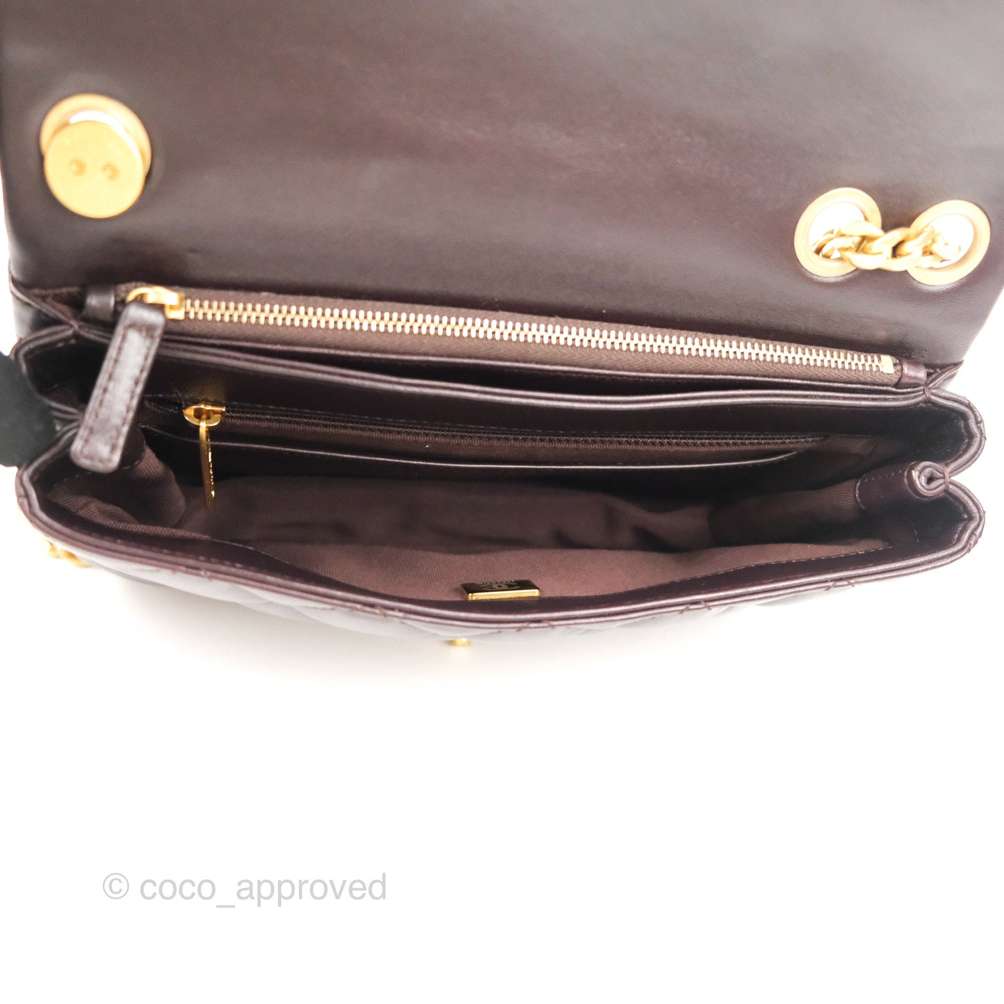 Chanel Flap Bag with Adjustable Strap Dark Brown Lambskin Aged Gold Hardware 22K