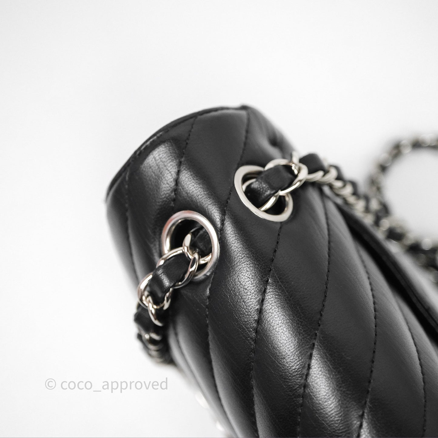 Chanel Small Flap Chevron Black lambskin Silver Hardware