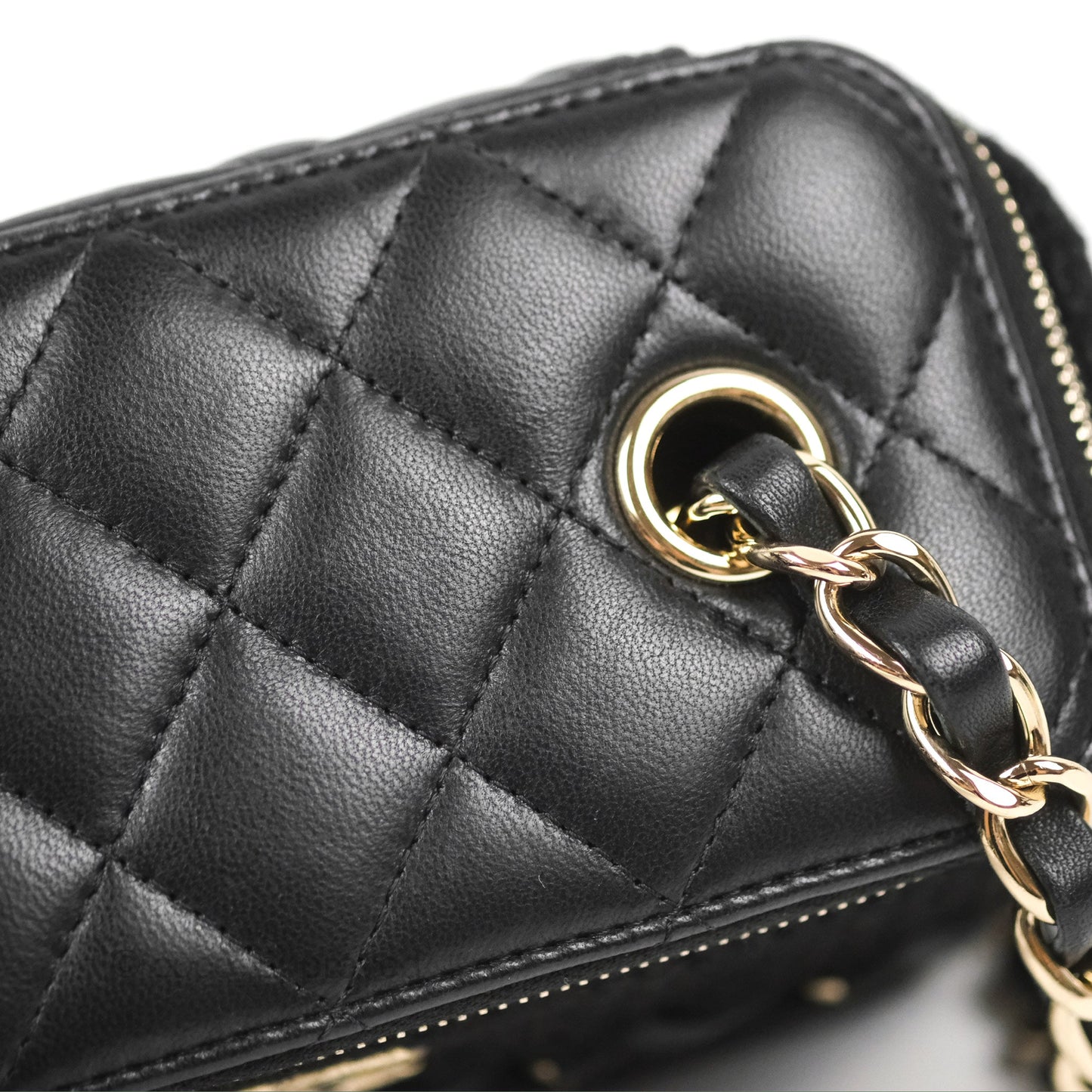 Chanel Vanity with Chain Crochet Black Lambskin Gold Hardware