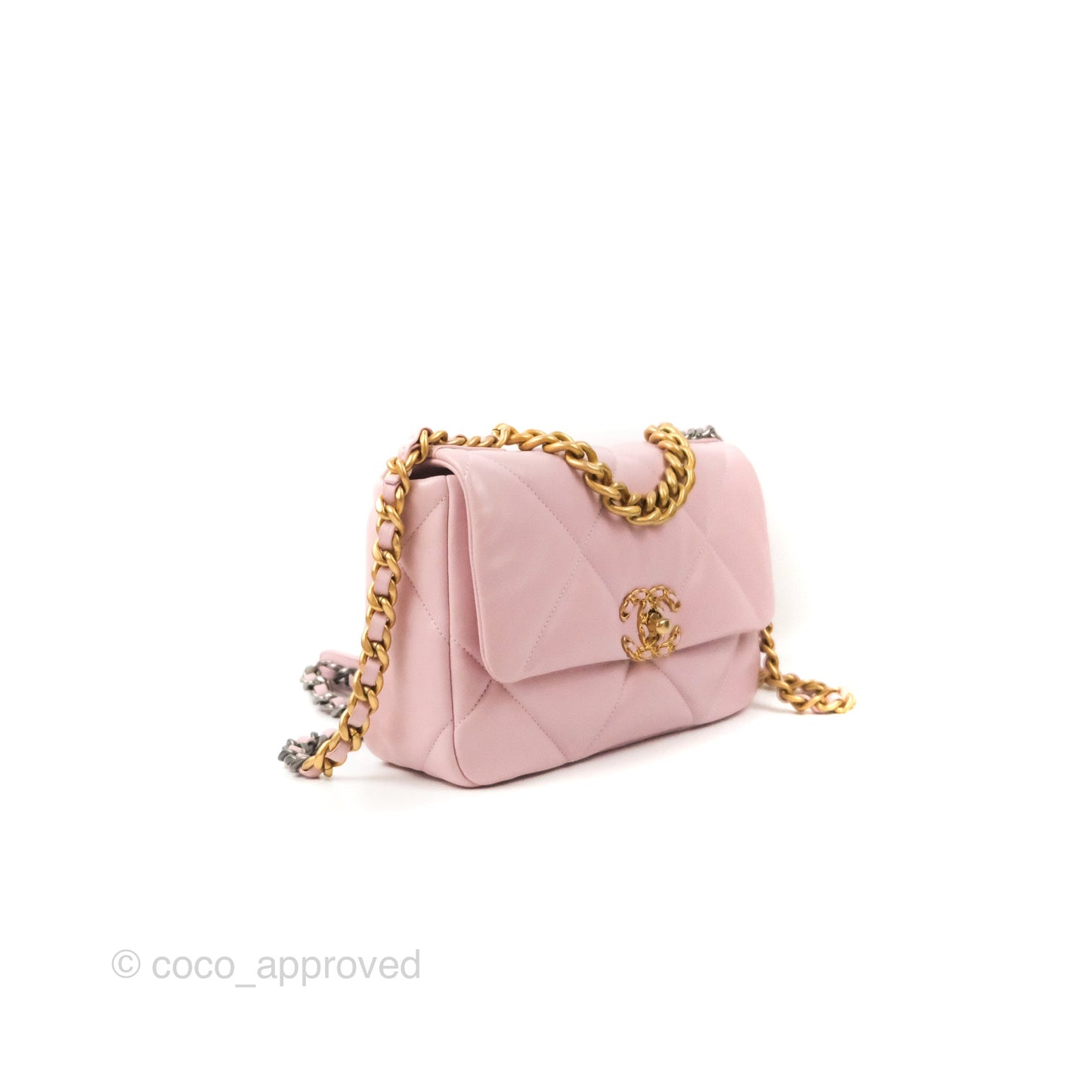 Chanel 19 Small Rose Clair Lambskin Mixed Hardware 21S