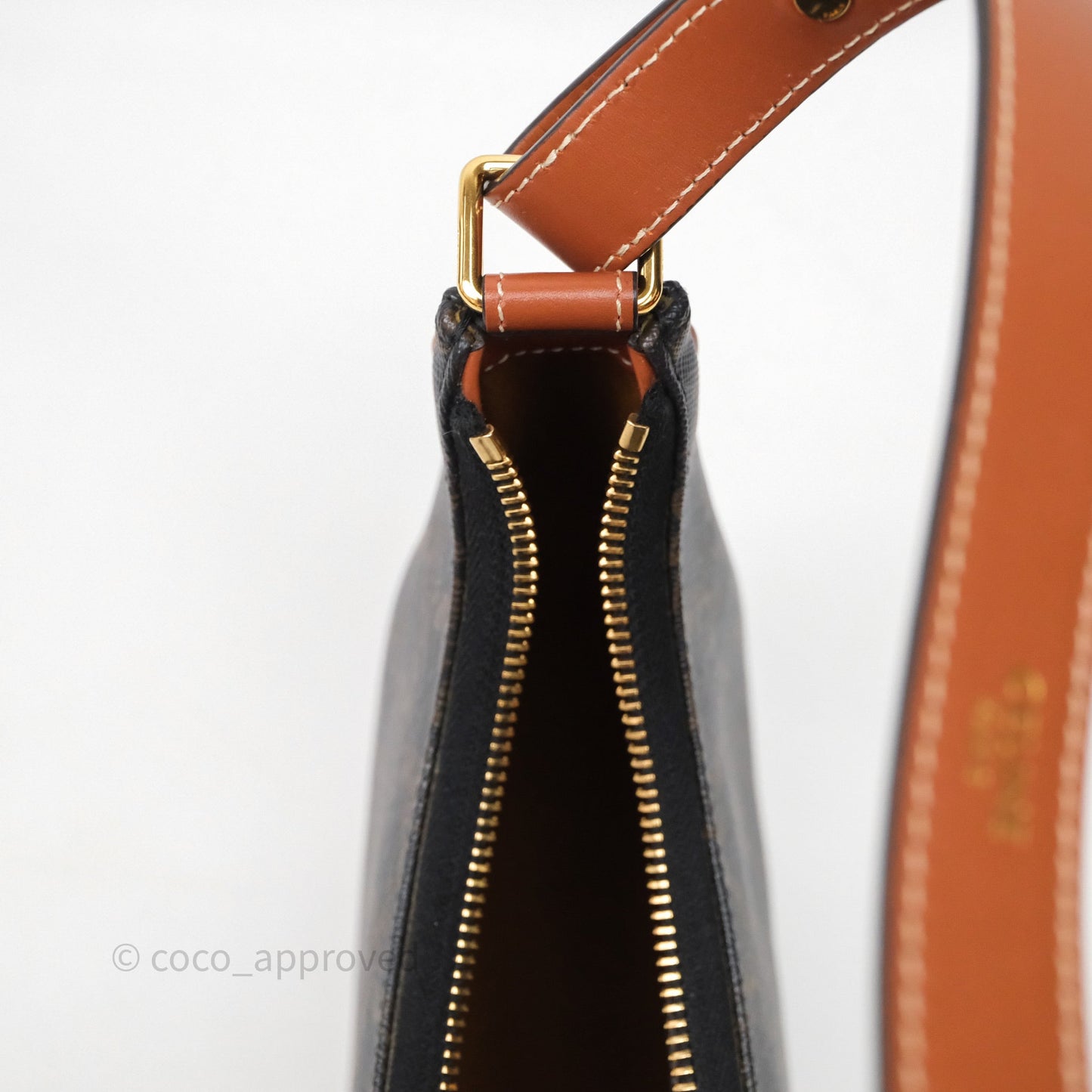 Celine Ava Bag In Triomphe Canvas Calfskin Tan