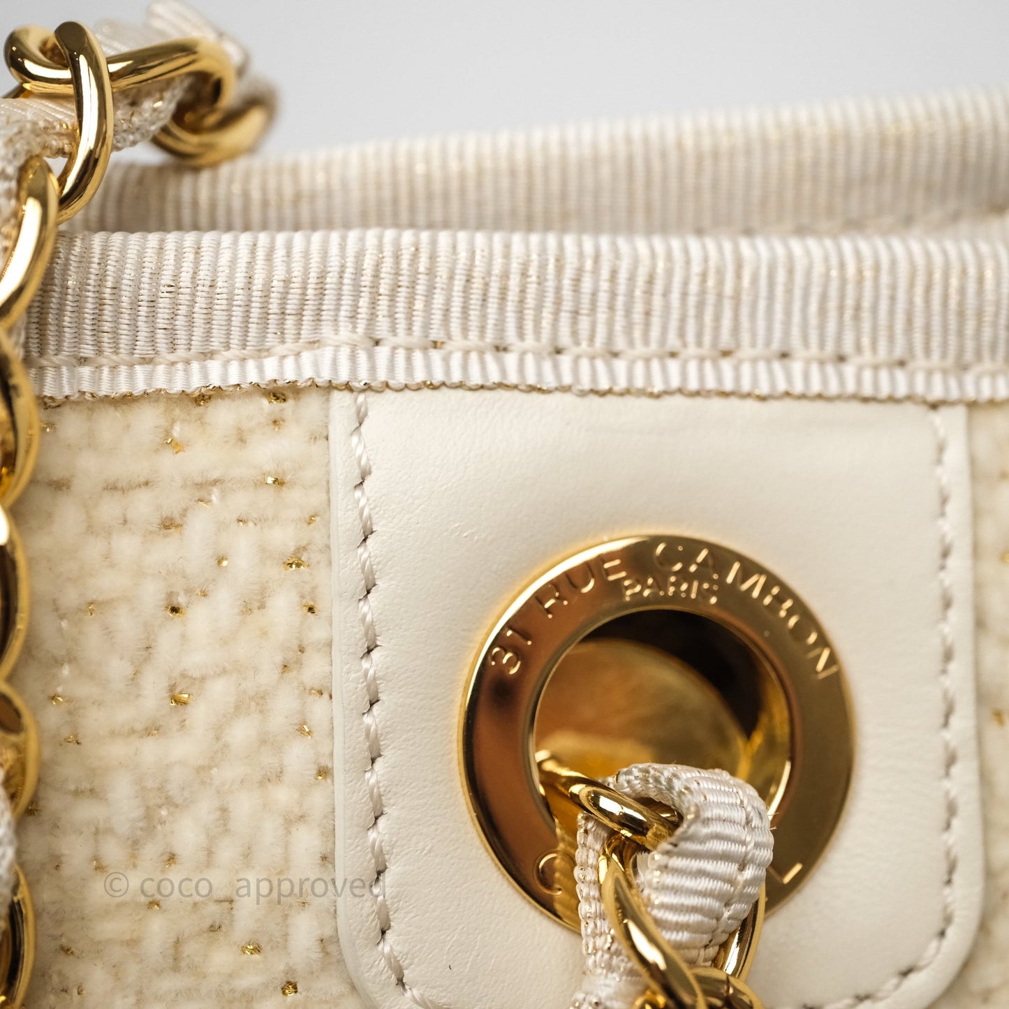Chanel Medium Deauville Tote Ivory Lurex Boucle 19A