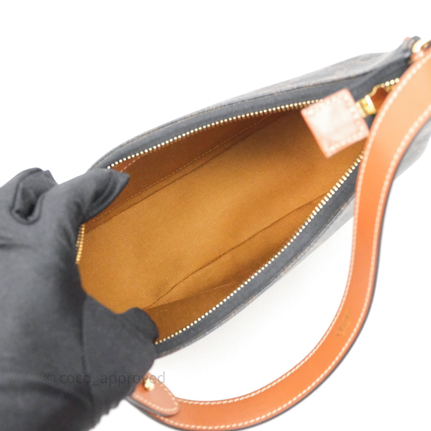 Celine Ava Bag In Triomphe Canvas Calfskin Tan