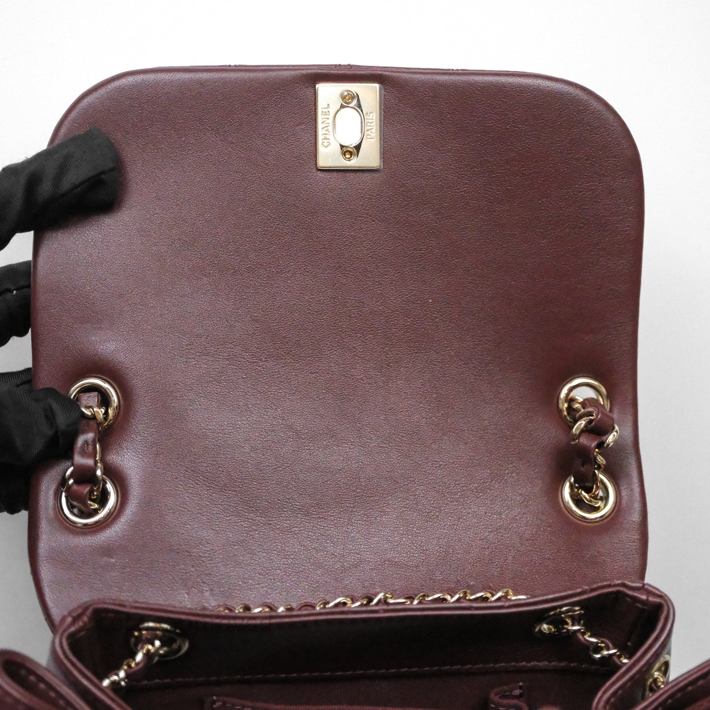 Chanel Quilted Large Duma Drawstring Backpack Bordeaux Calfskin Light Gold Hardware