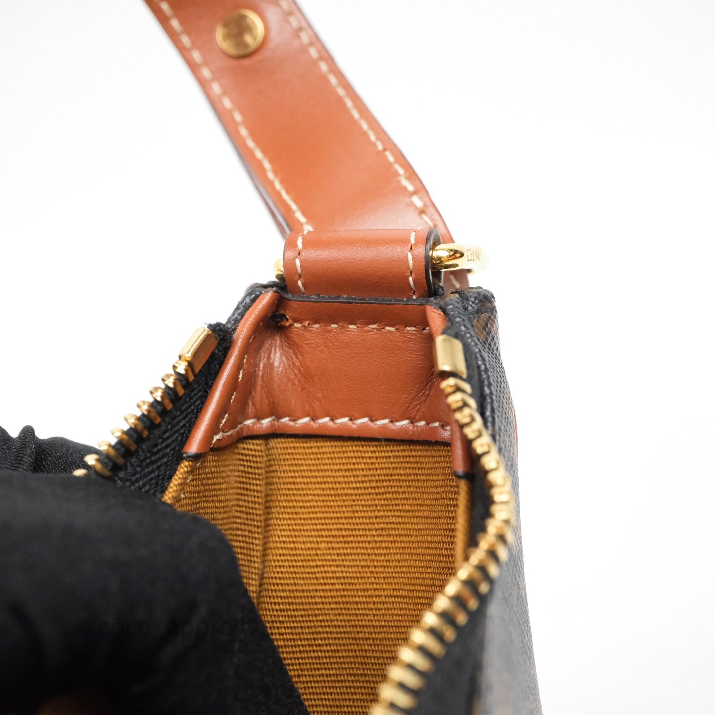 Celine Ava Bag In Triomphe Canvas Calfskin Tan