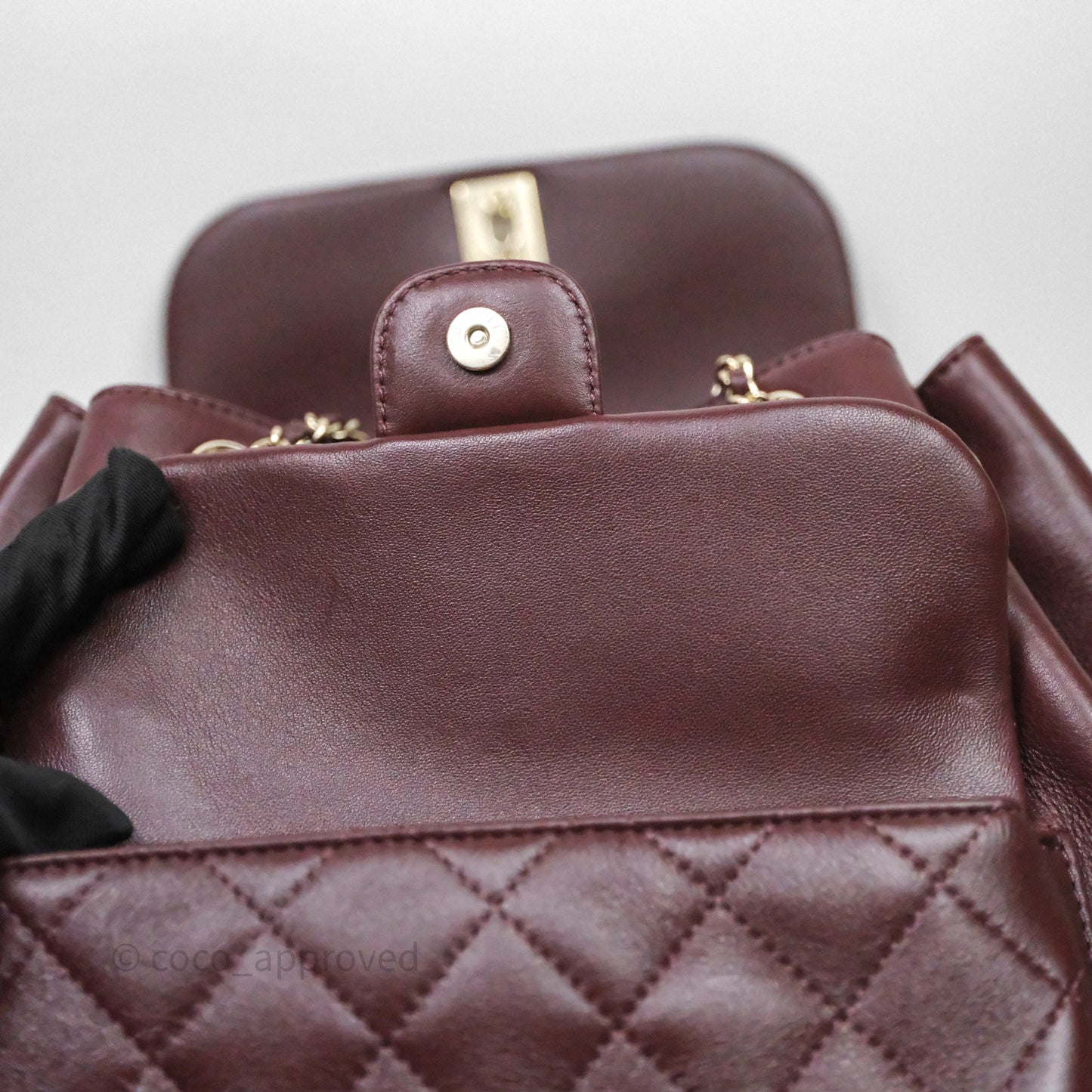 Chanel Quilted Large Duma Drawstring Backpack Bordeaux Calfskin Light Gold Hardware