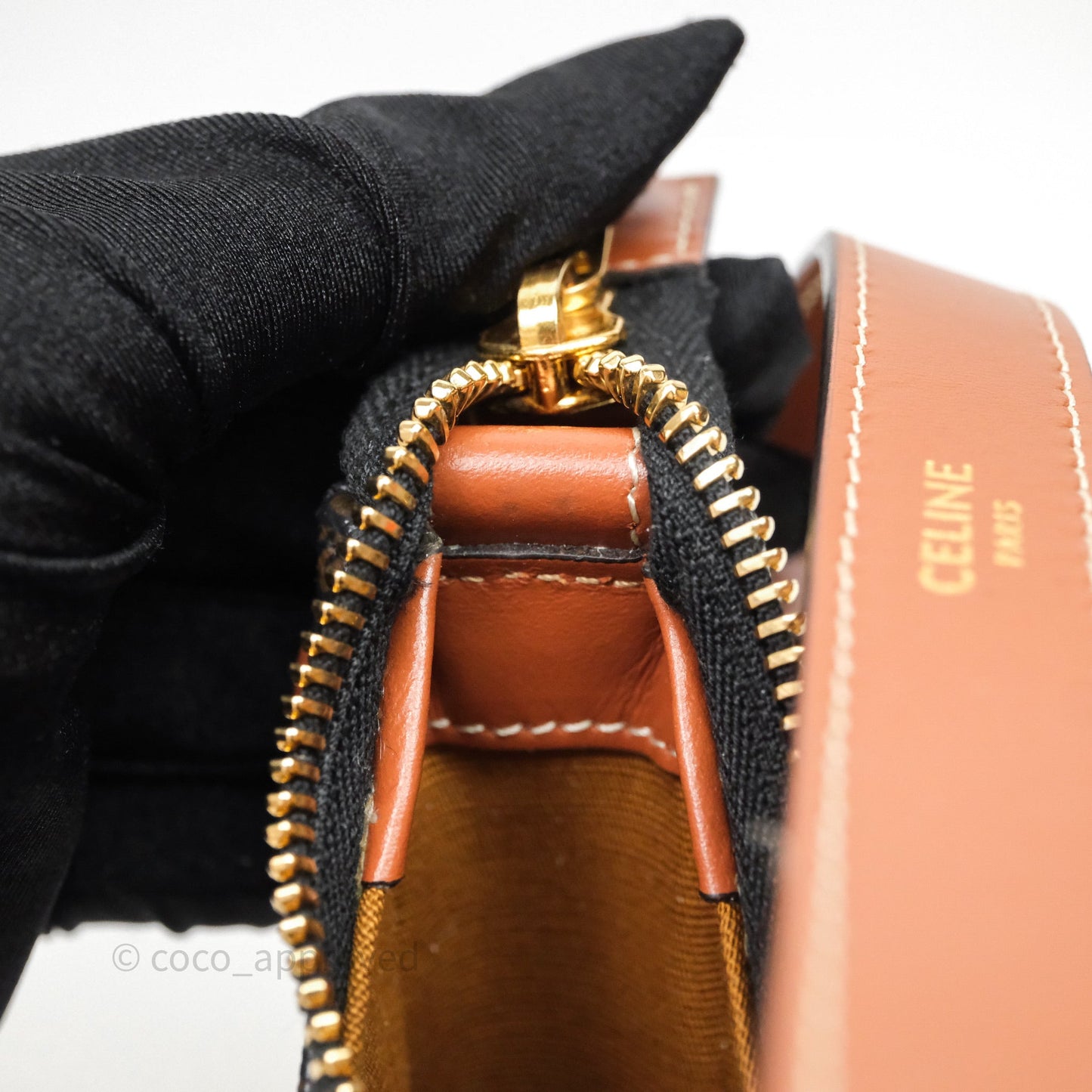 Celine Ava Bag In Triomphe Canvas Calfskin Tan