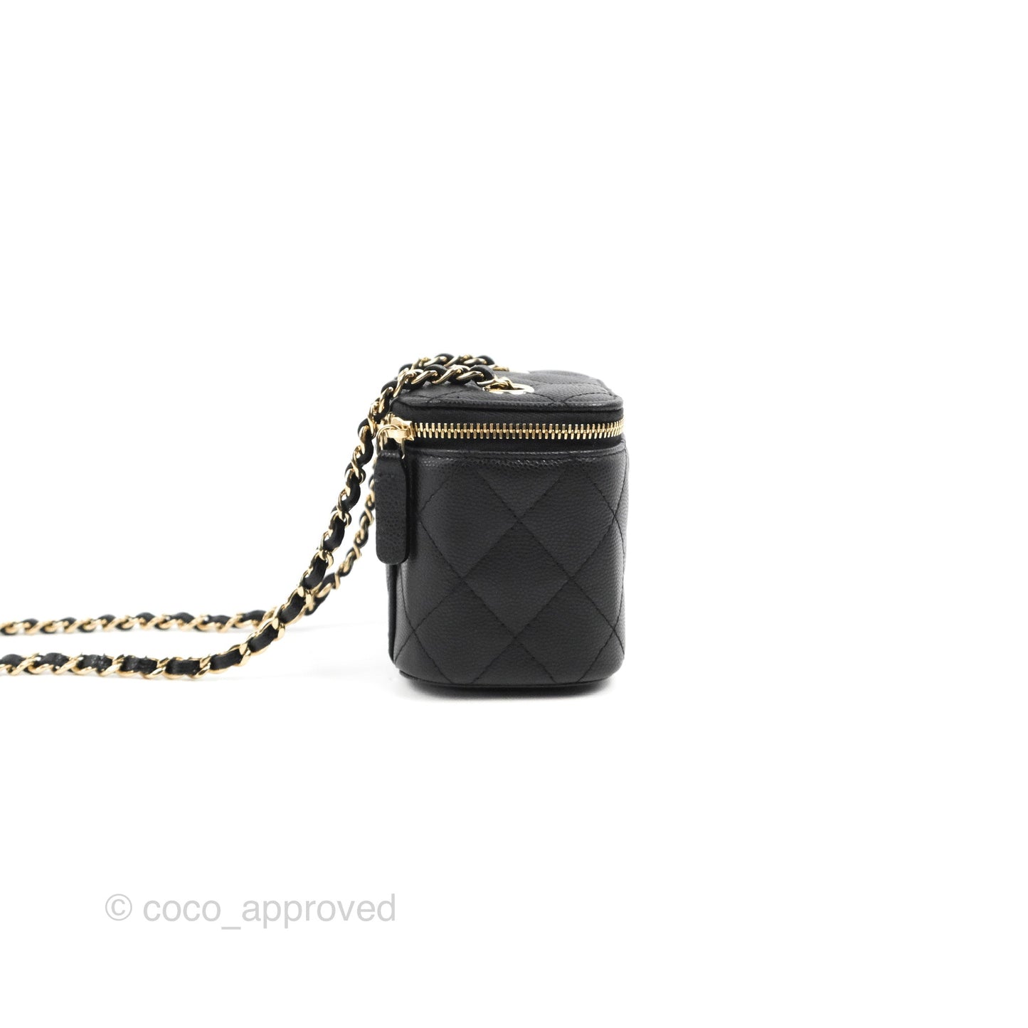 Chanel Mini Vanity With Chain Black Caviar Gold Hardware