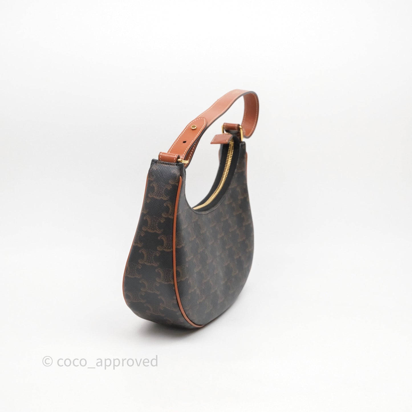 Celine Ava Bag In Triomphe Canvas Calfskin Tan
