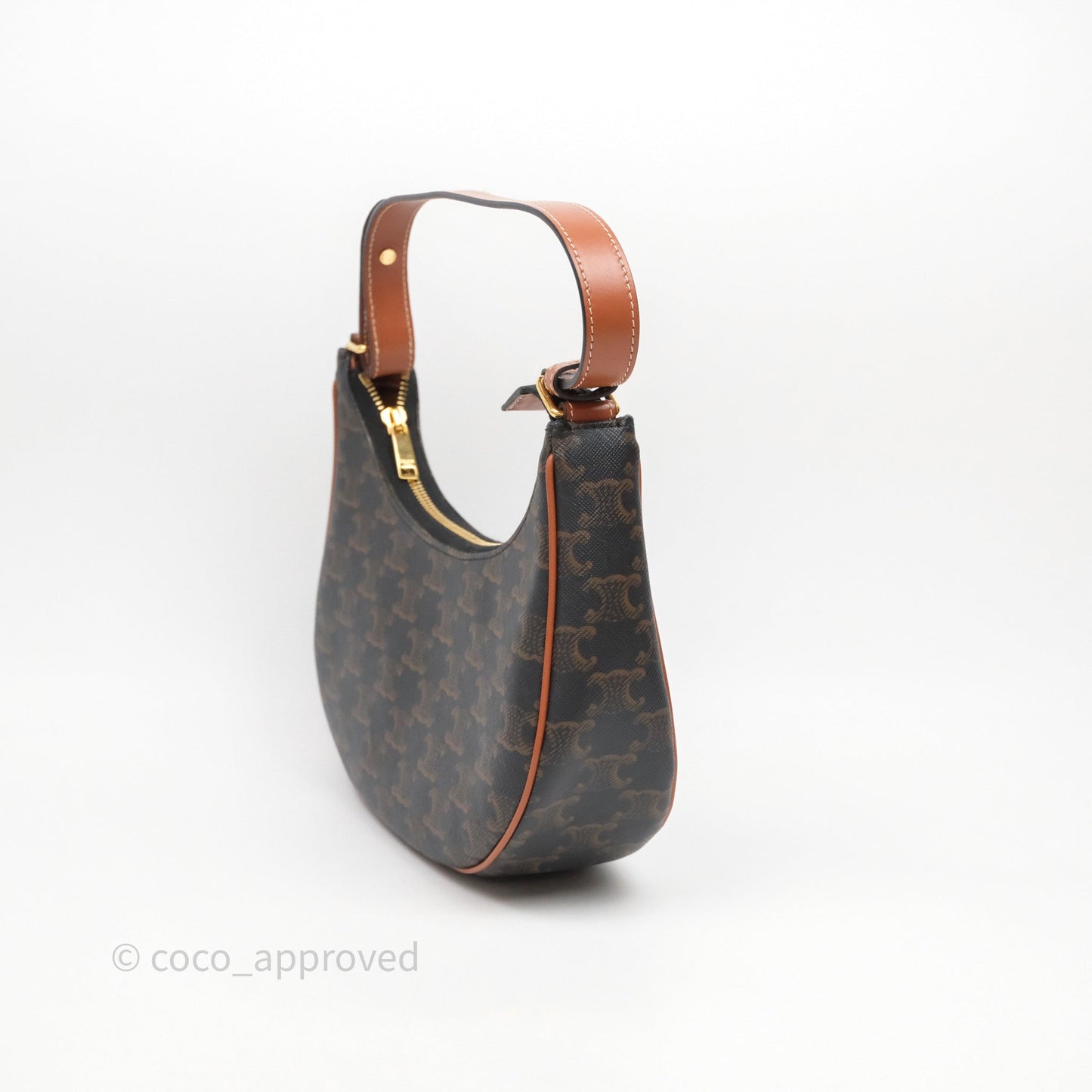 Celine Ava Bag In Triomphe Canvas Calfskin Tan