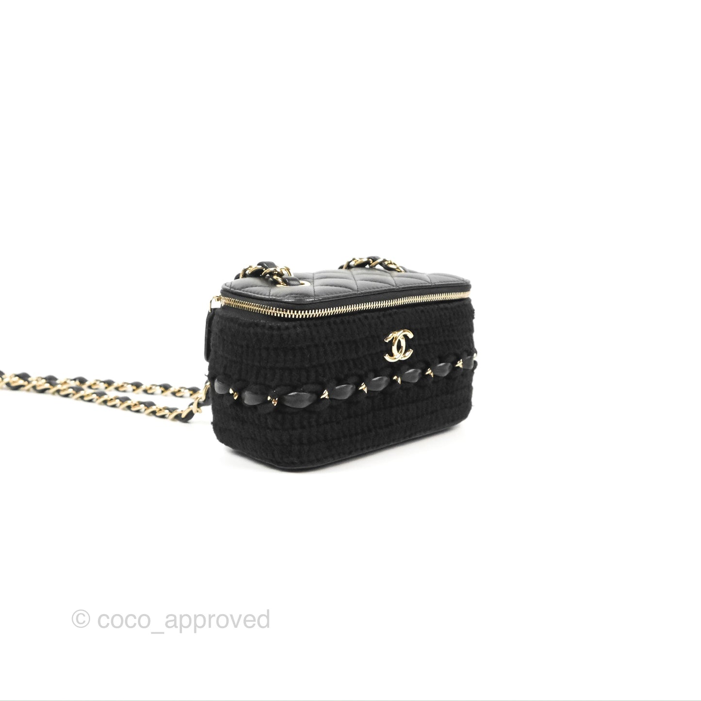 Chanel Vanity with Chain Crochet Black Lambskin Gold Hardware