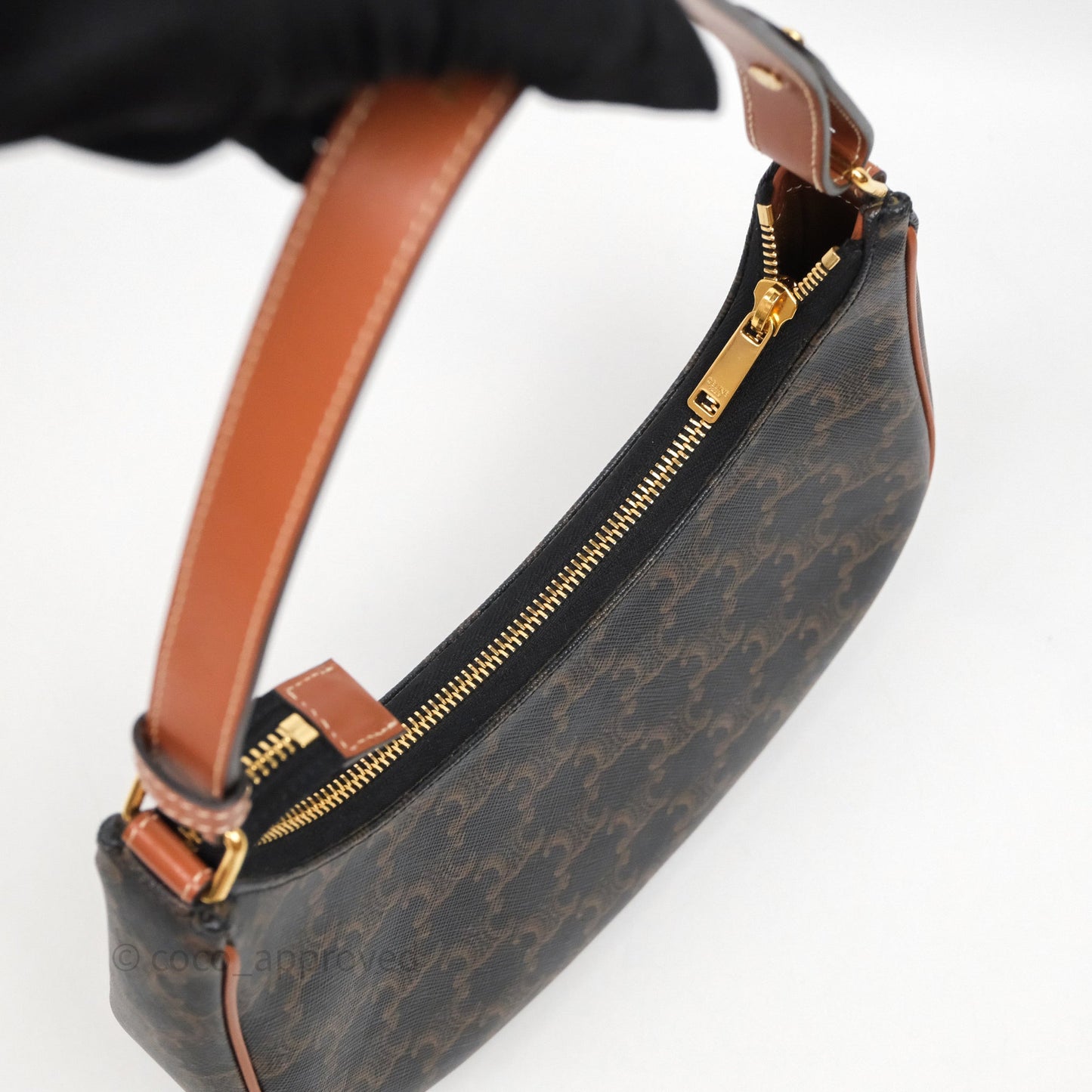 Celine Ava Bag In Triomphe Canvas Calfskin Tan