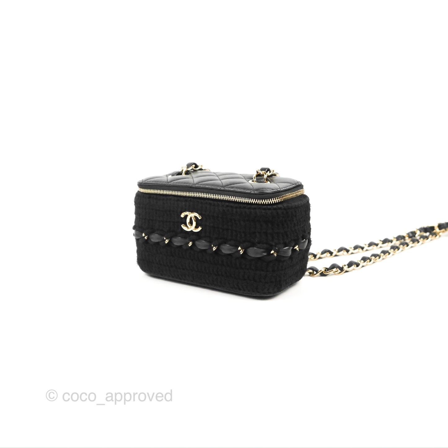 Chanel Vanity with Chain Crochet Black Lambskin Gold Hardware