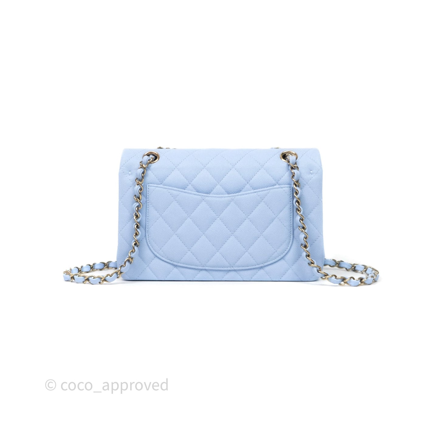 Chanel Small Classic Flap Quilted Sky Blue Caviar Gold Hardware
