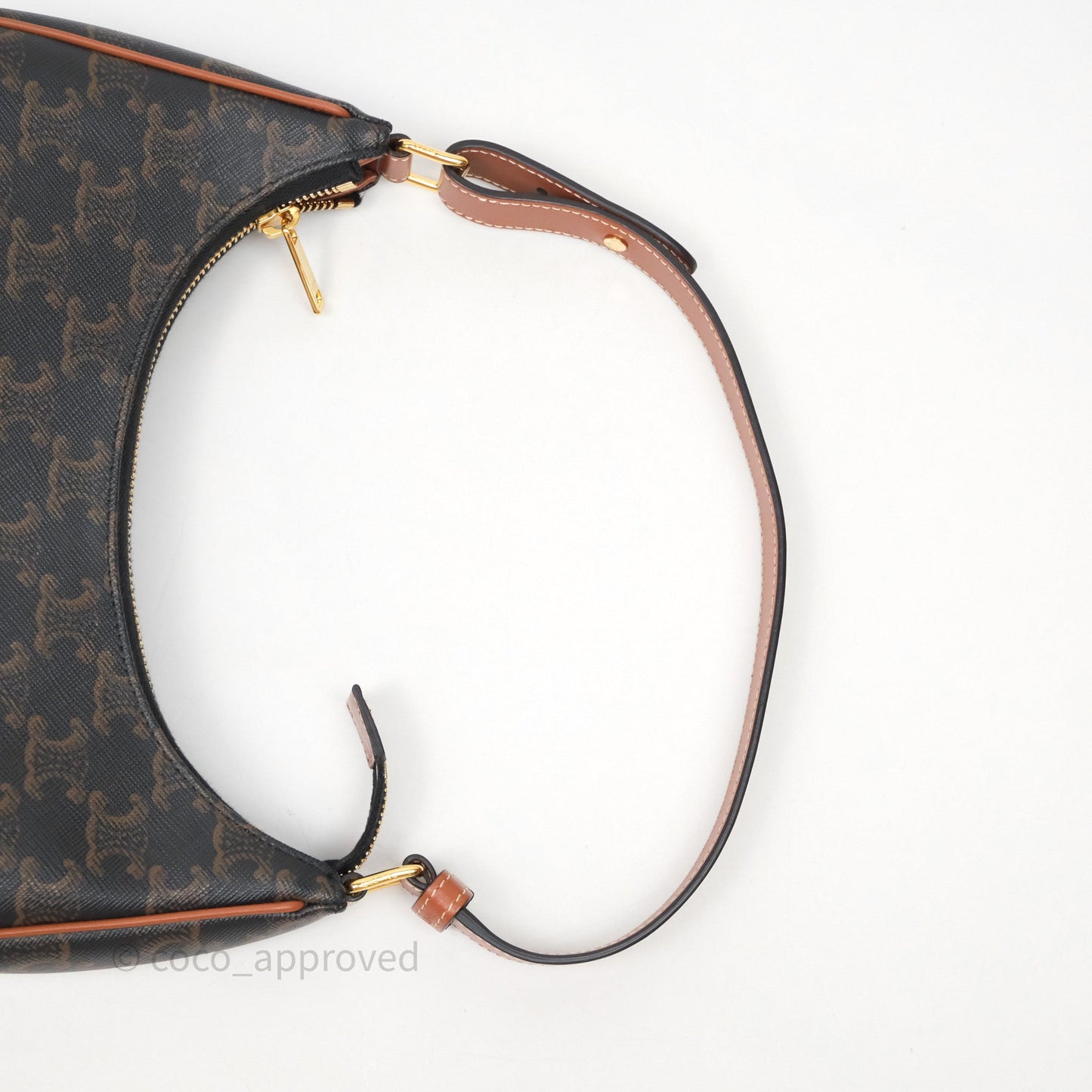 Celine Ava Bag In Triomphe Canvas Calfskin Tan