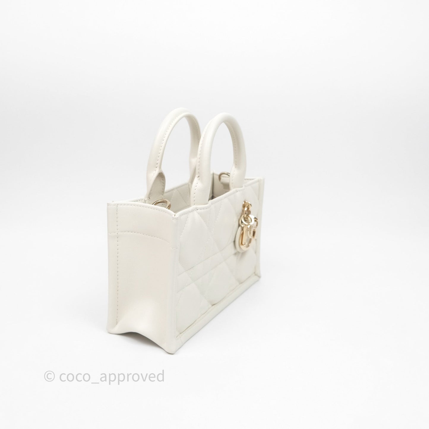 Christian Dior Mini Dior Book Tote Latte Macrocannage Calfskin Gold Hardware