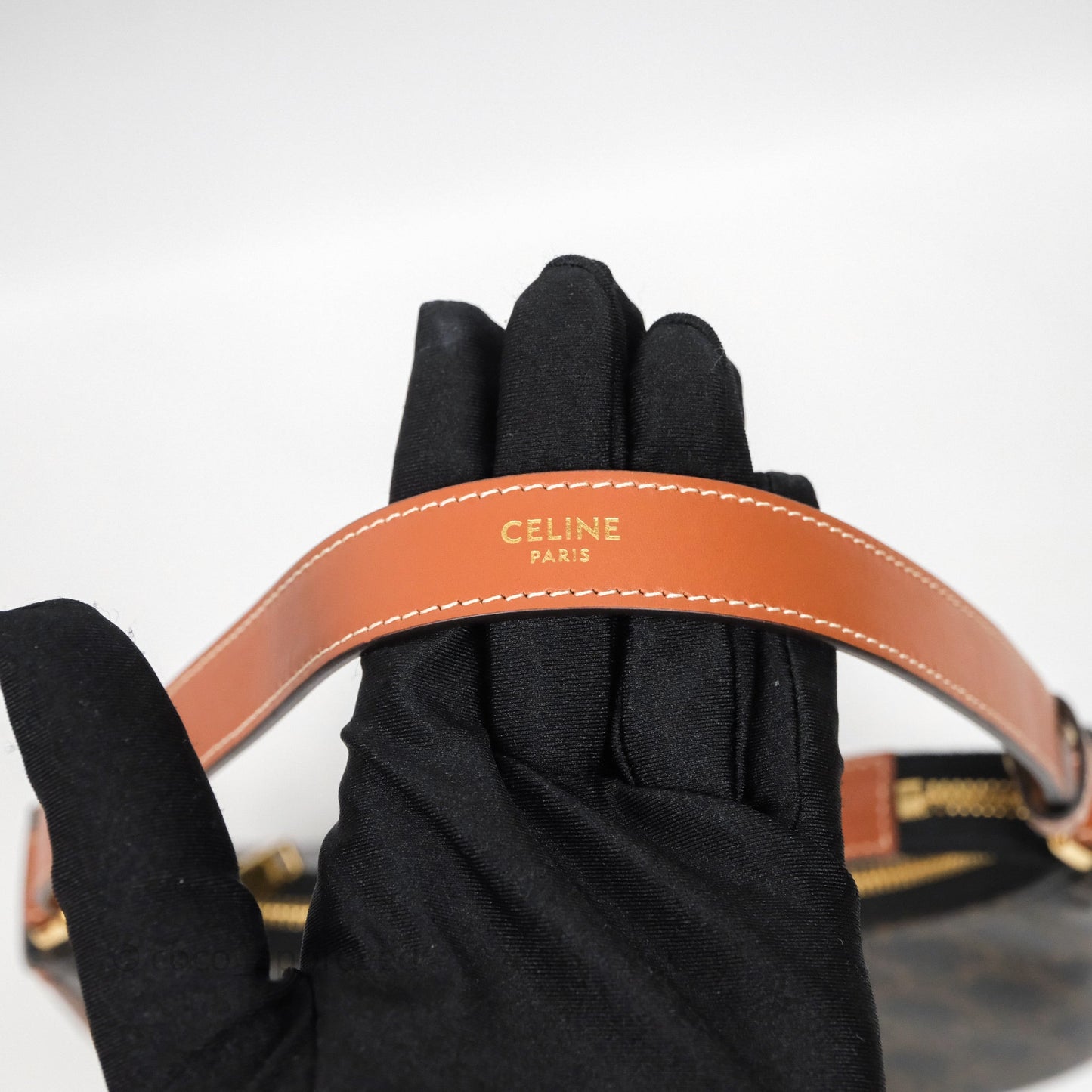 Celine Ava Bag In Triomphe Canvas Calfskin Tan