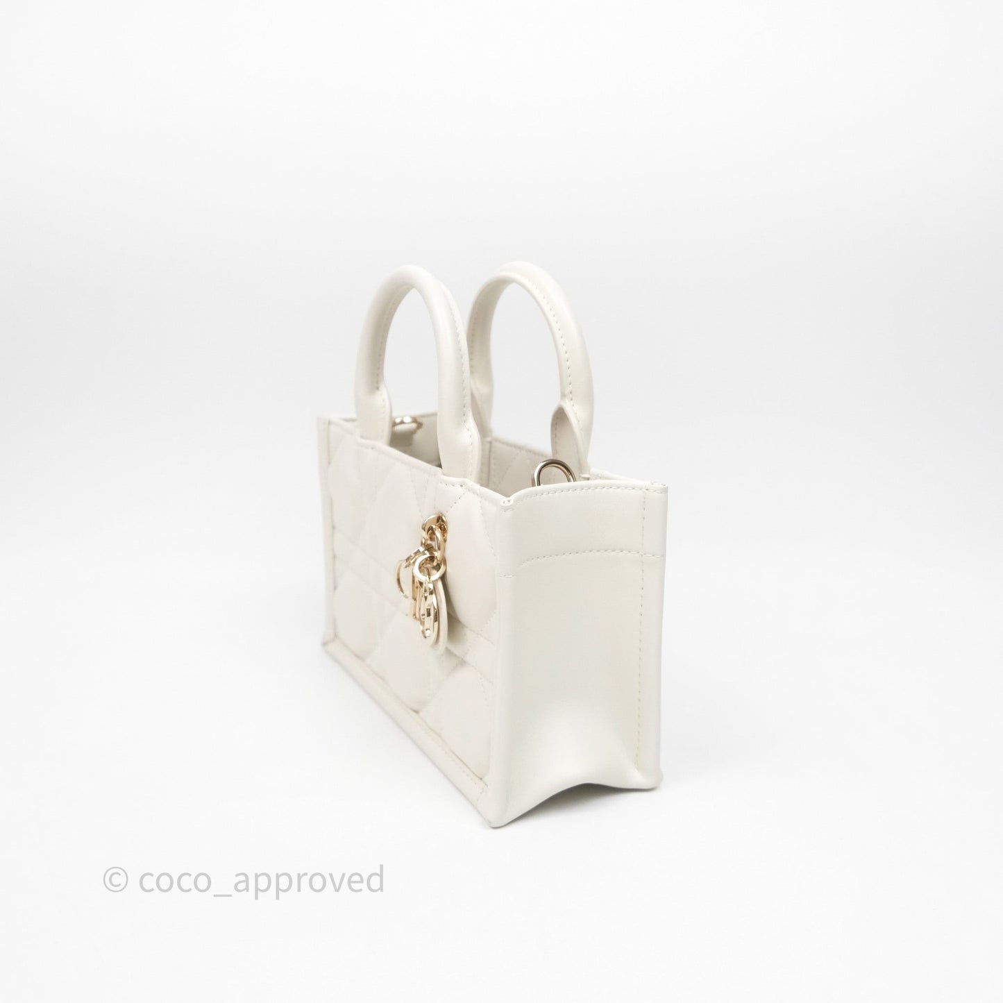 Christian Dior Mini Dior Book Tote Latte Macrocannage Calfskin Gold Hardware